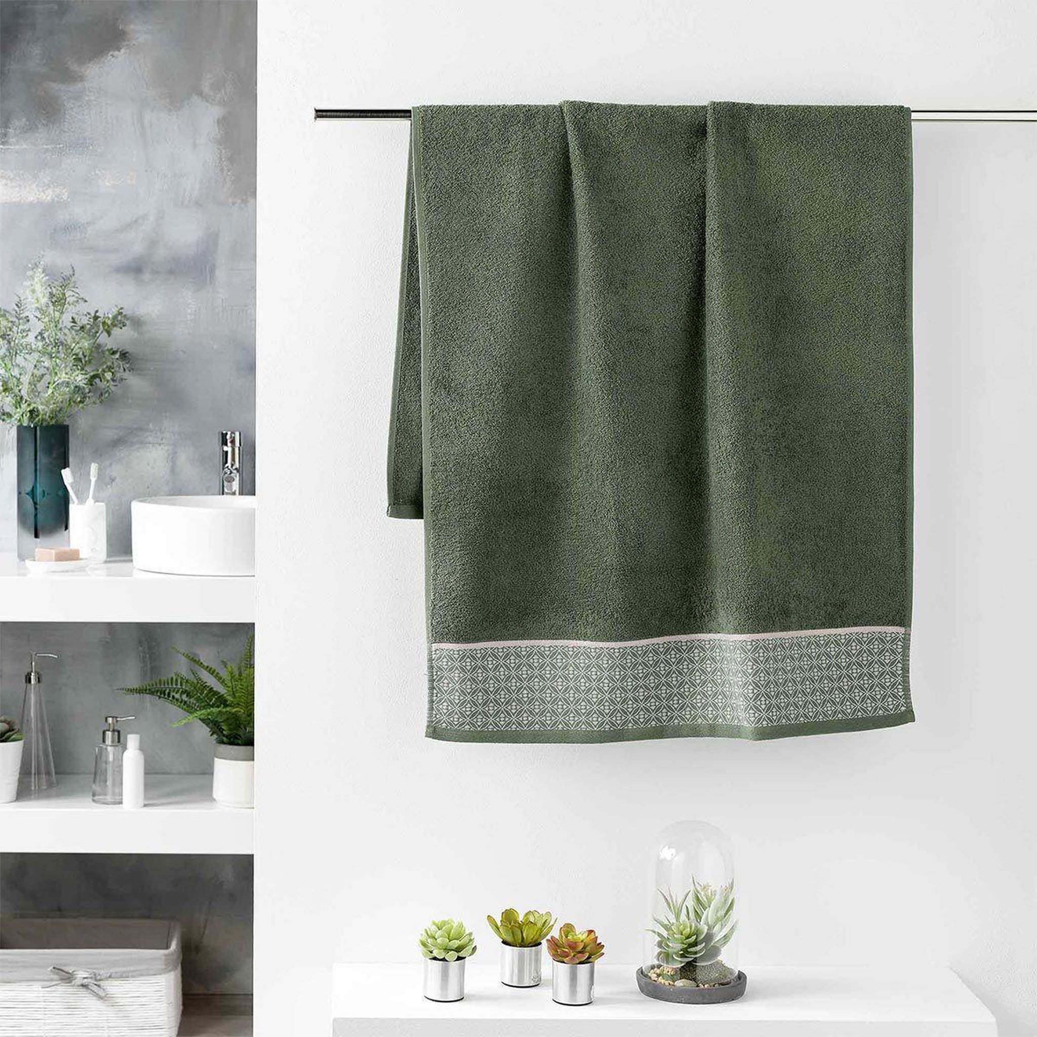 Voir la diapositive 2 : Douceur d'Intérieur Drap de douche jacquard  belina  70x130cm kaki