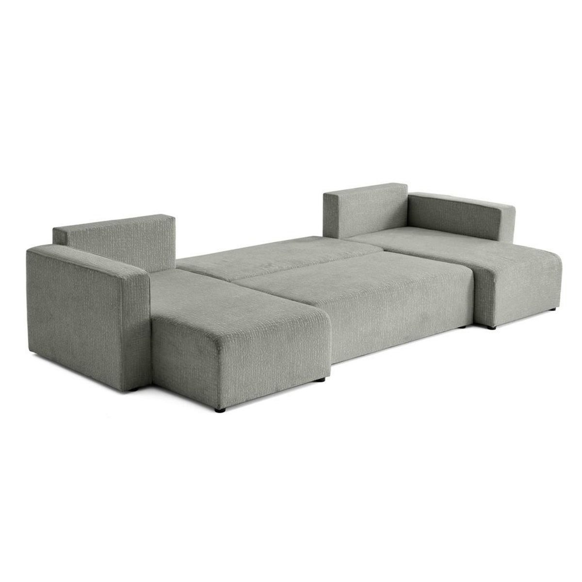 BEST MOBILIER Topaze - canapé panoramique en u - 7 places - convertible avec coffre - en tissu velours relief