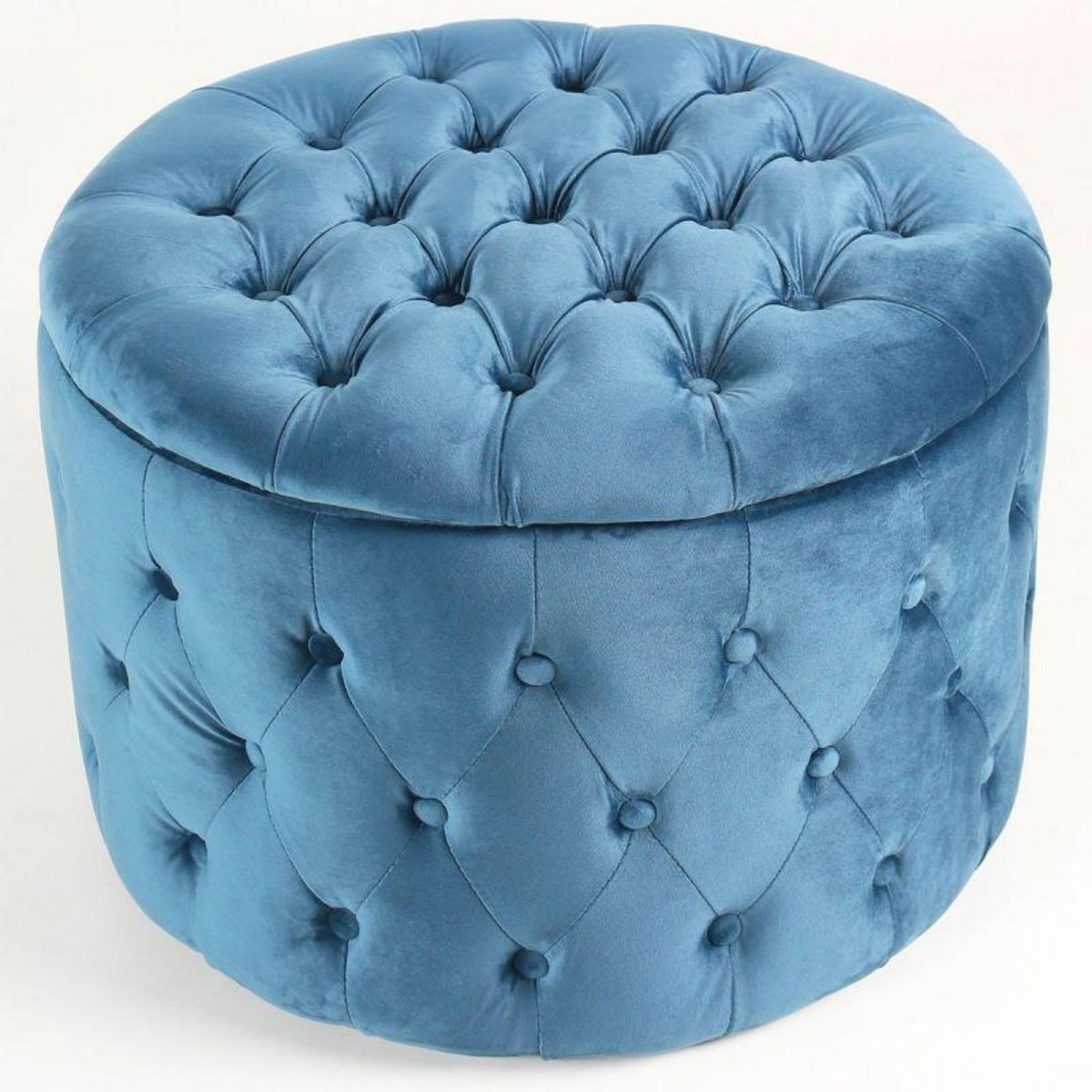 Paris Prix Pouf Rond Design en Velours  Visalni  60cm Bleu