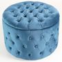 Voir la diapositive 2 : Paris Prix Pouf Rond Design en Velours  Visalni  60cm Bleu