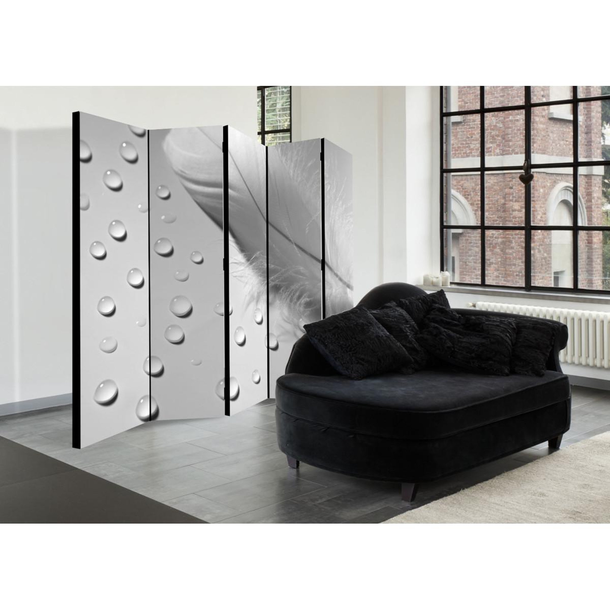 Voir la diapositive 2 : Paris Prix Paravent 5 volets  white feather  172x225cm