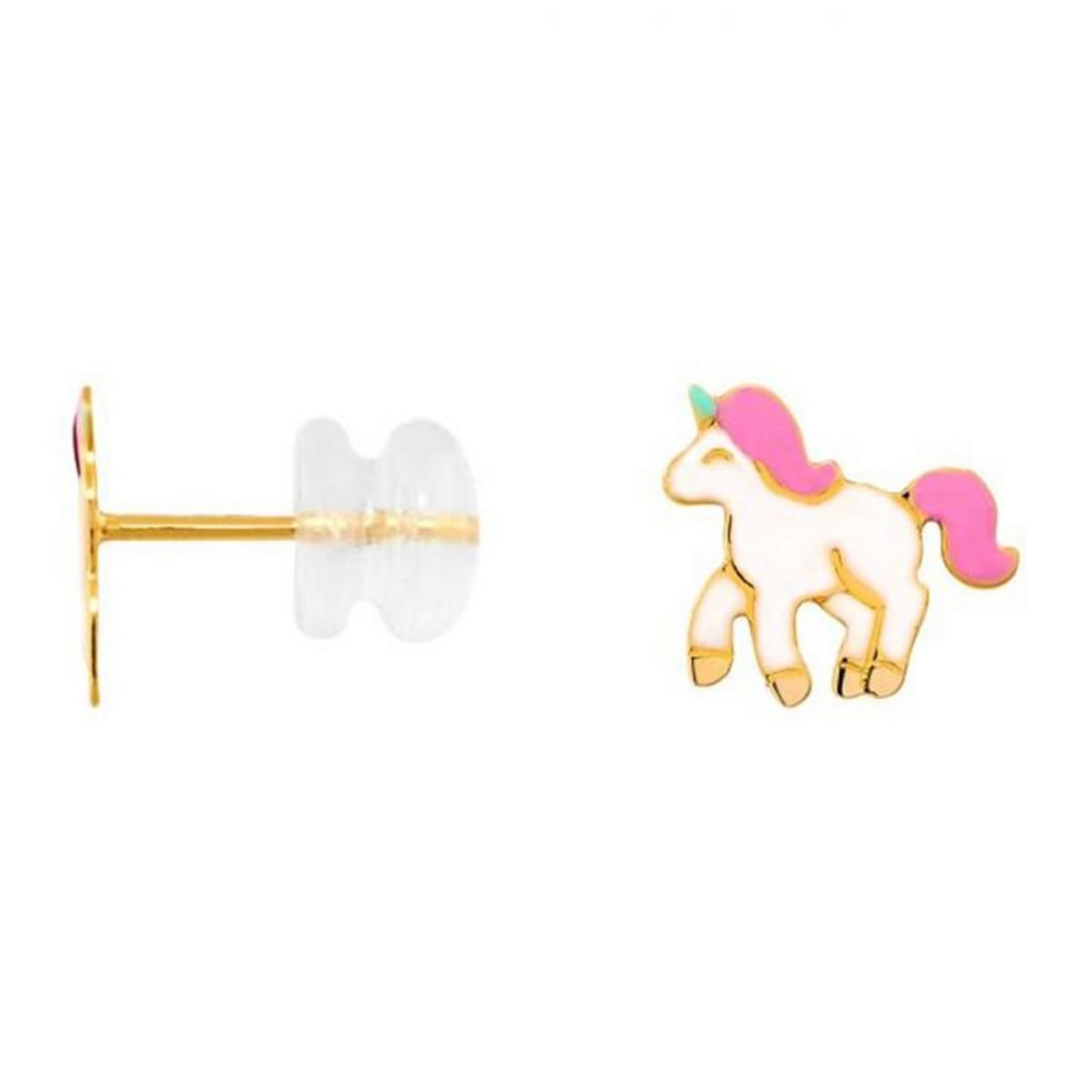 L'ATELIER D'AZUR Boucles d'Oreilles Licornes Laquées - Or Jaune - Enfant