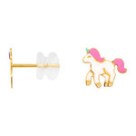 L'ATELIER D'AZUR Boucles d'Oreilles Licornes Laquées - Or Jaune - Enfant