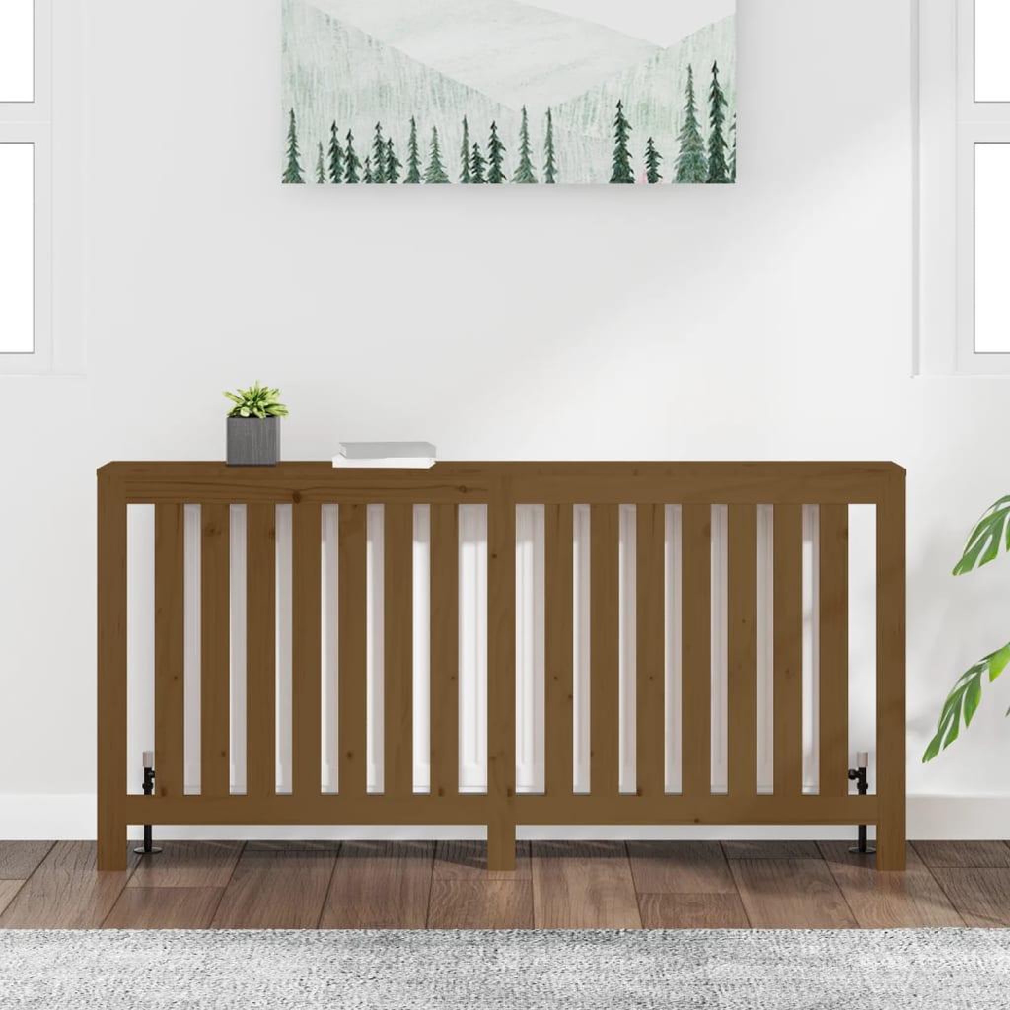 Voir la diapositive 3 : VIDAXL Cache-radiateur Marron miel 169x19x84 cm Bois massif de pin