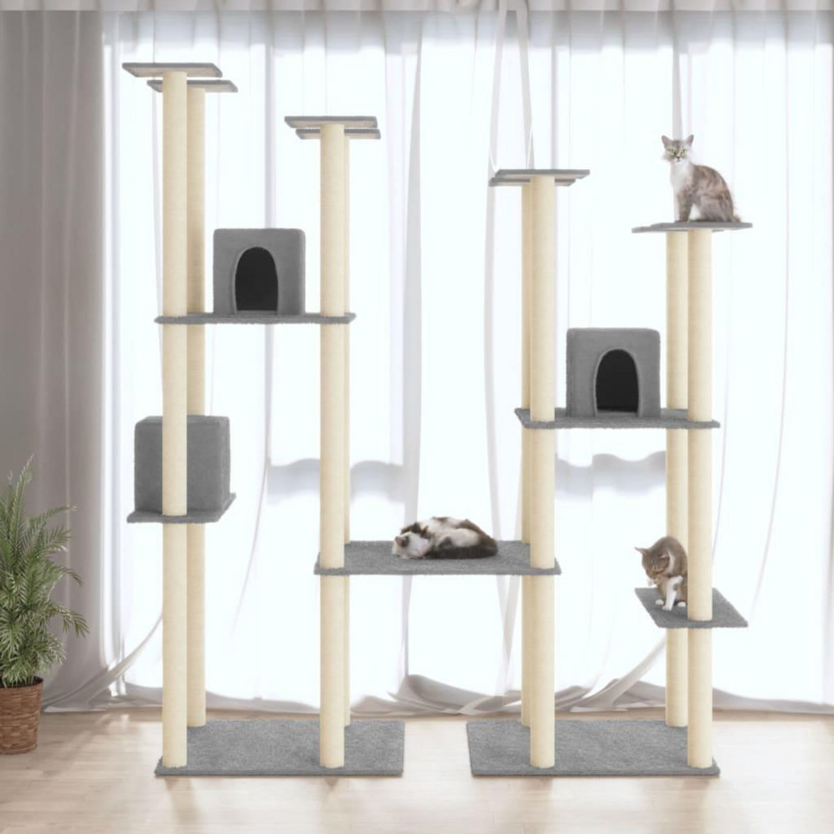 VIDAXL Arbre a chat avec griffoirs en sisal Gris clair 174 cm