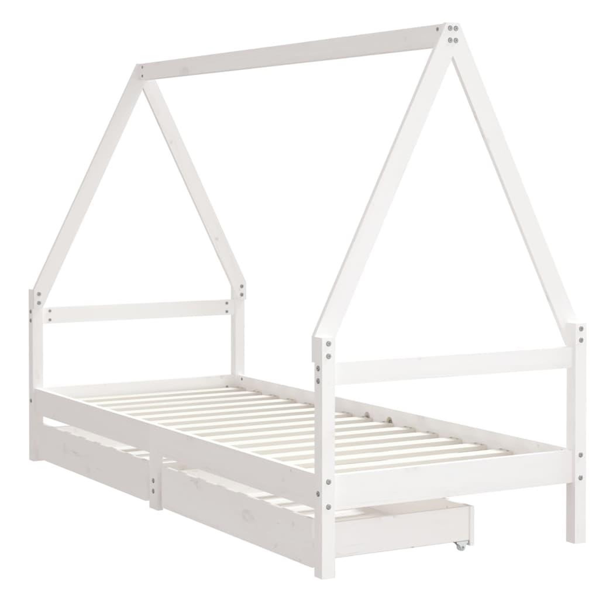 Voir la diapositive 3 : VIDAXL Cadre de lit enfant tiroirs blanc 80x200 cm bois de pin massif