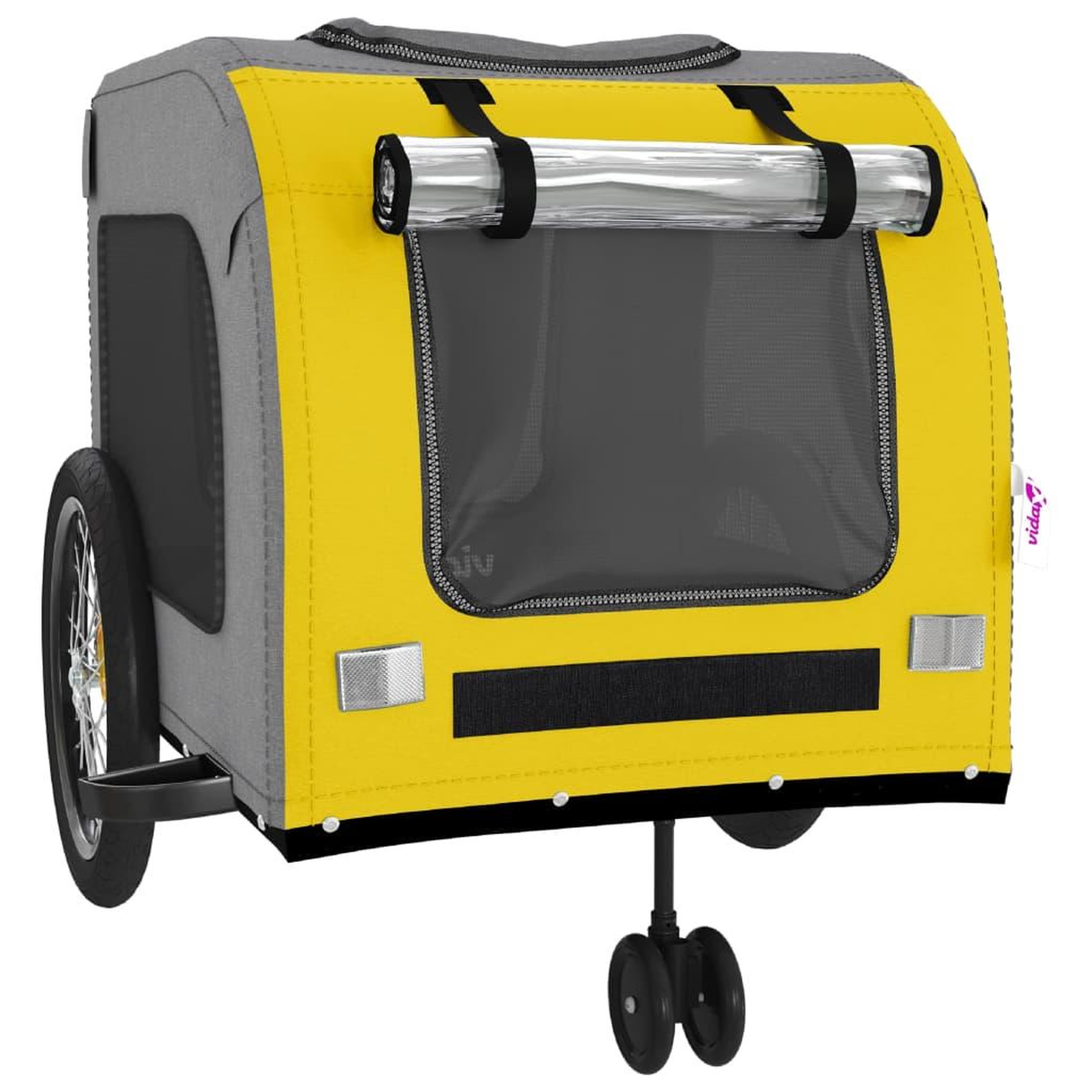Voir la diapositive 5 : VIDAXL Remorque de velo pour animaux de compagnie jaune et gris