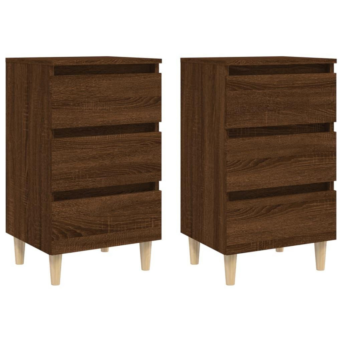VIDAXL Tables de chevet pieds en bois 2 pcs Chene marron 40x35x69 cm