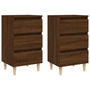 Voir la diapositive 2 : VIDAXL Tables de chevet pieds en bois 2 pcs Chene marron 40x35x69 cm