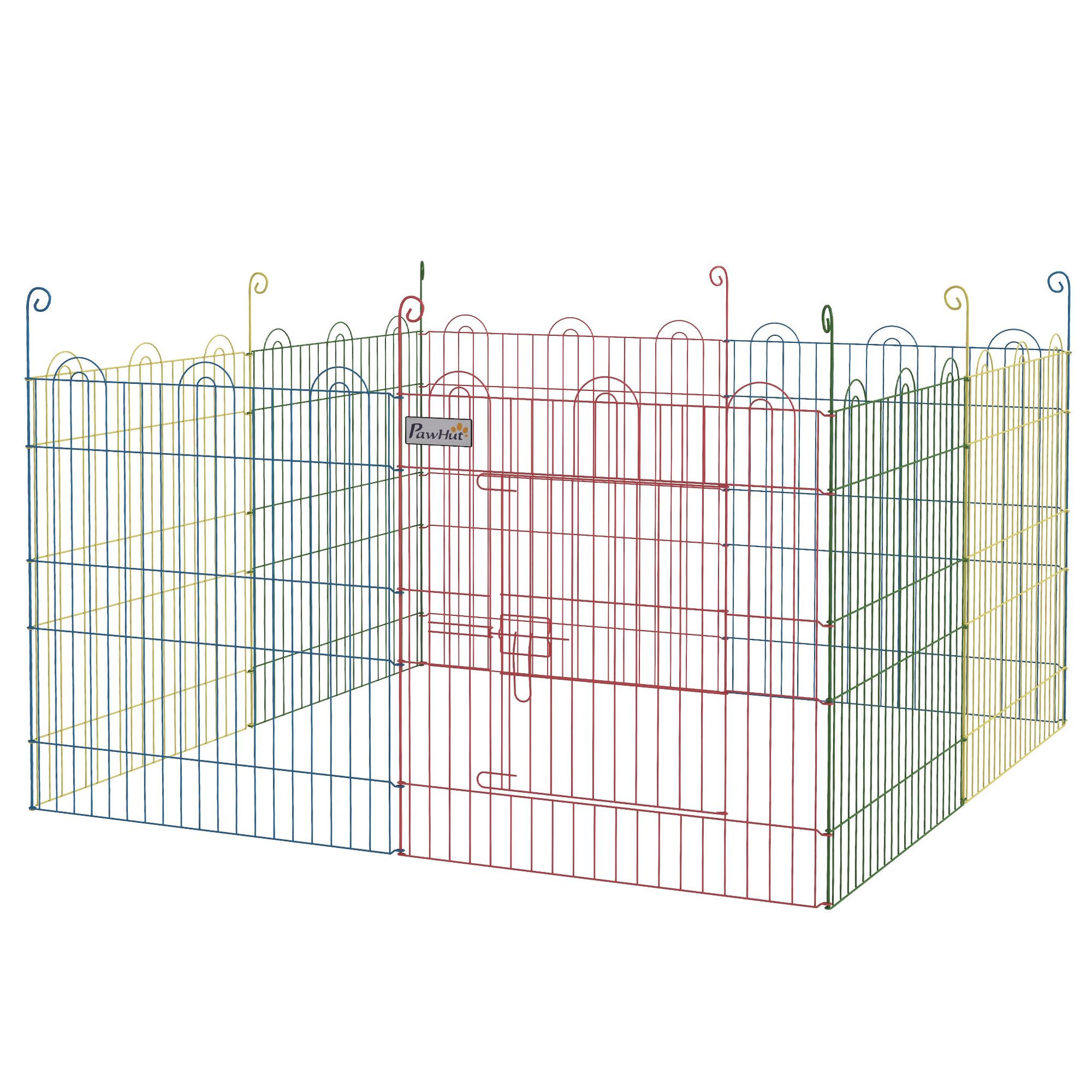 PAWHUT Parc enclos modulable pour chien animaux porte verrouillable 8 panneaux dim. Panneau 58l x 60h cm métal multicolore