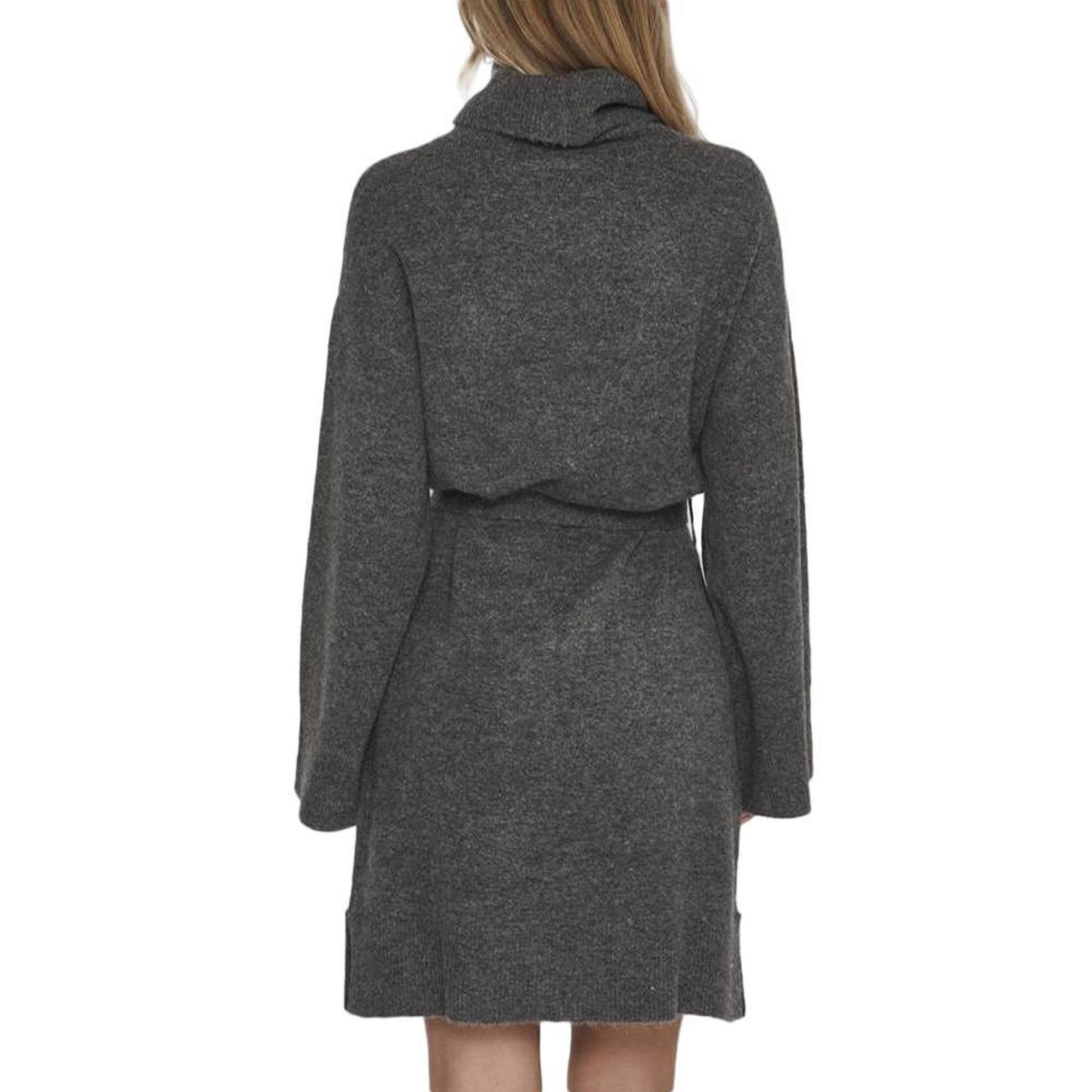 Voir la diapositive 2 : Vila Robe Pull Grise Femme Vila Rollneck