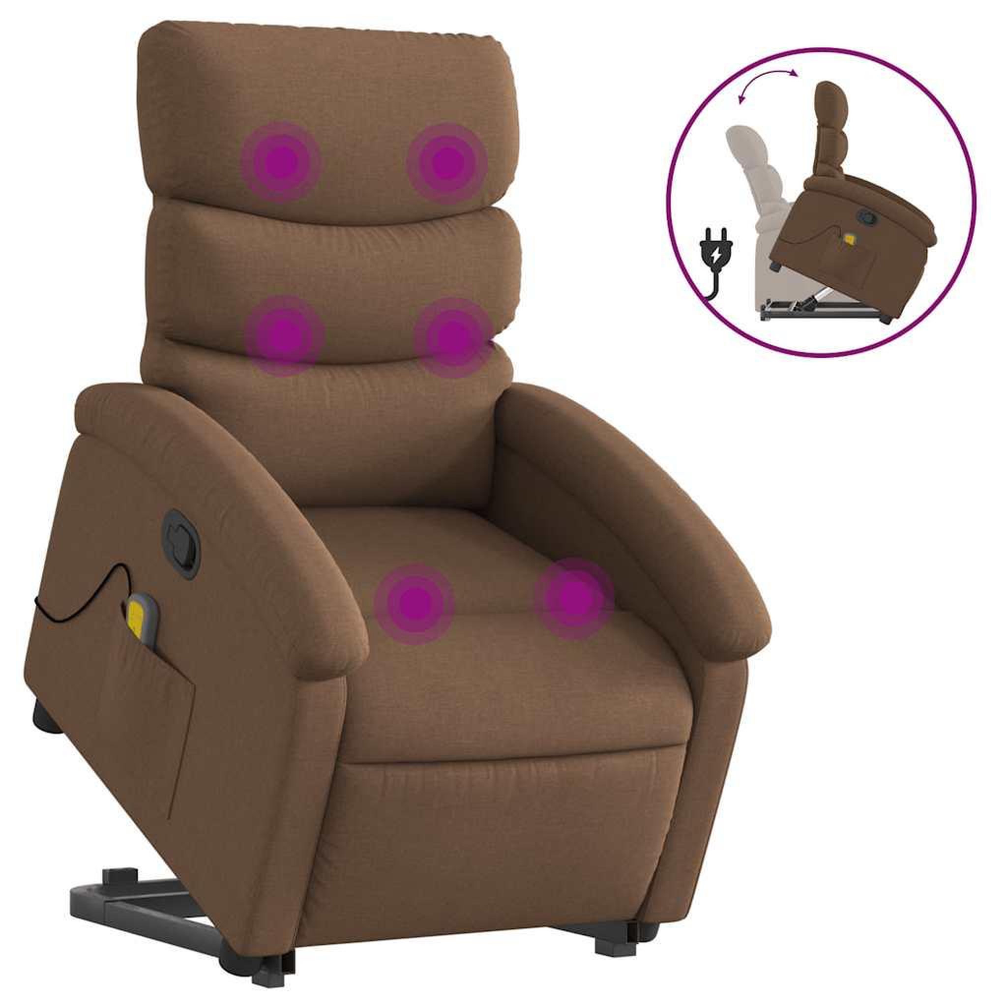Voir la diapositive 2 : VIDAXL Fauteuil de massage inclinable Marron Tissu