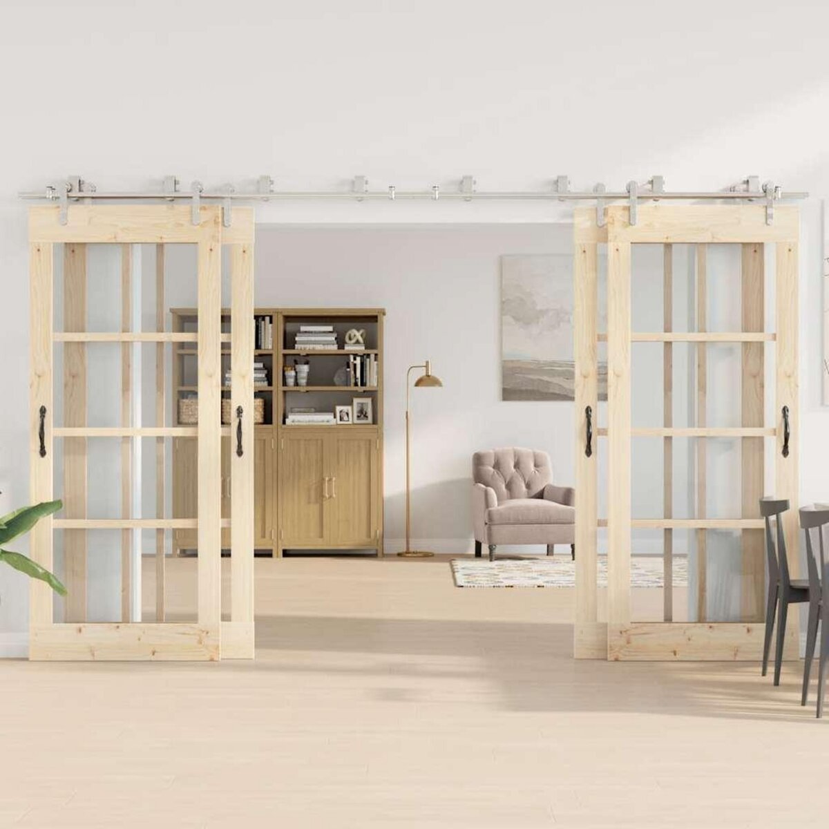 VIDAXL Kit fixation porte coulissante 366 cm Acier inoxydable Argente