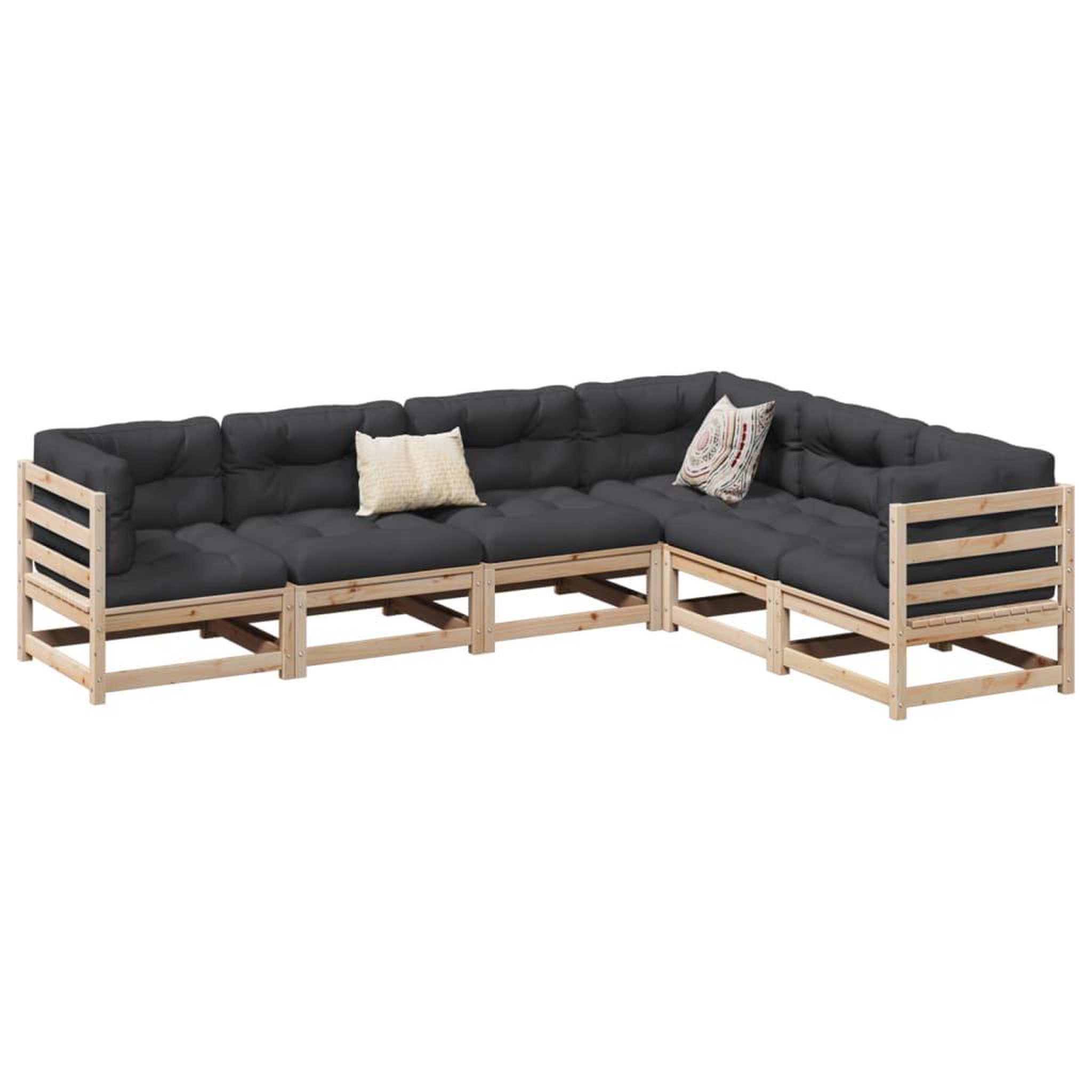 Voir la diapositive 1 : VIDAXL Salon de jardin 6 pcs avec coussins bois de pin massif