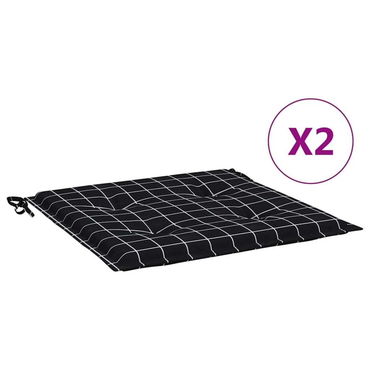 VIDAXL Coussins de chaise de jardin lot de 2 motif a carreaux noir