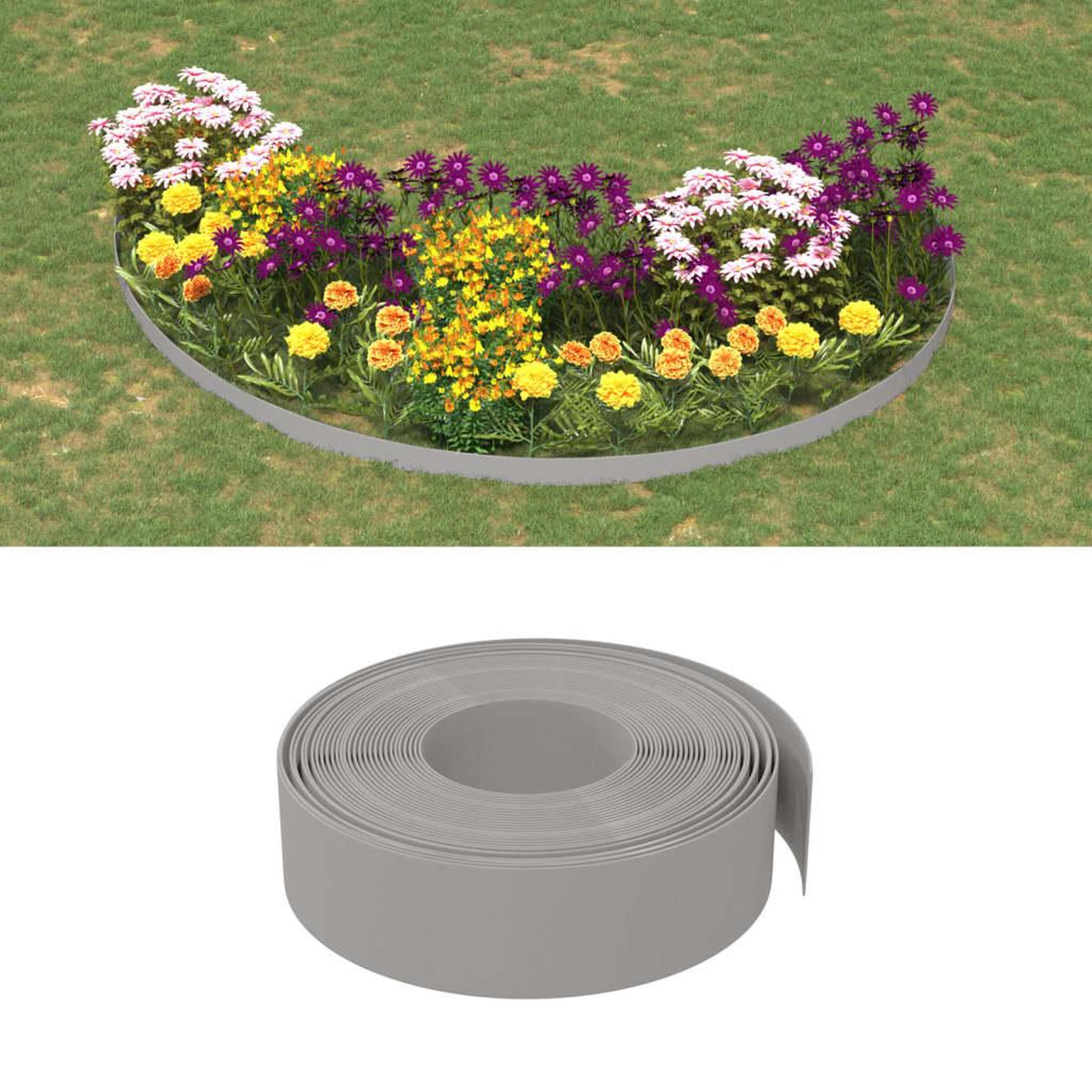 VIDAXL Bordures de jardin 3 pcs gris 10 m 15 cm polyethylene