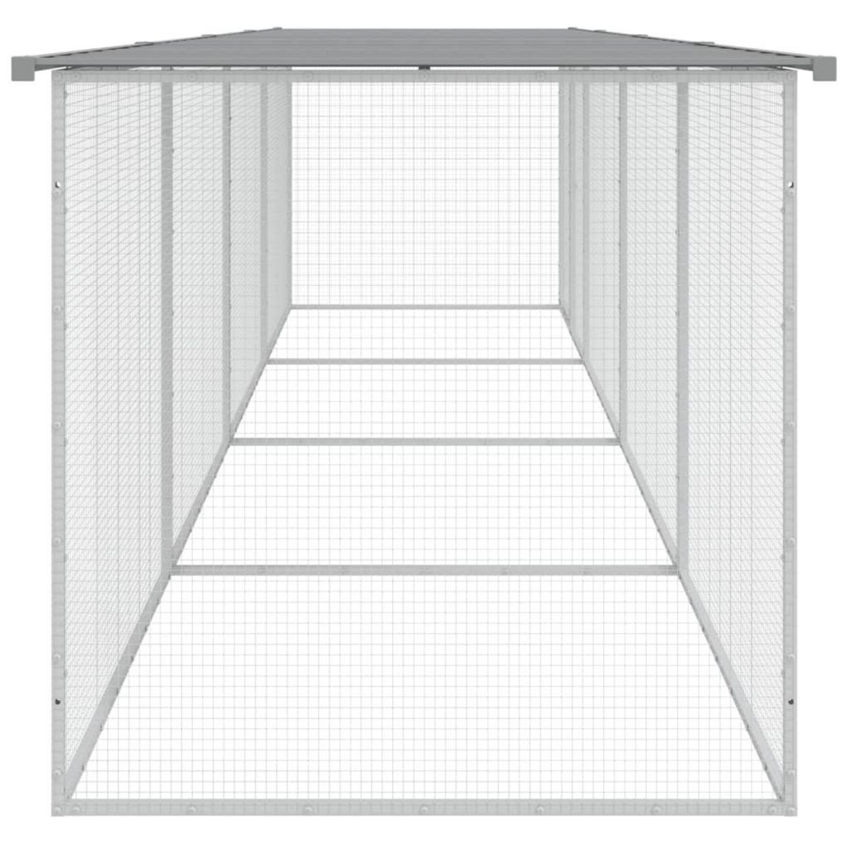 VIDAXL Poulailler avec toit gris clair 403x98x90 cm acier galvanise