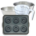 ZENKER Set pâtisserie avec moule 6 donuts 36 x 26 cm en silicone, 2 bols à mixer, verre mesureur et spatule Zenker