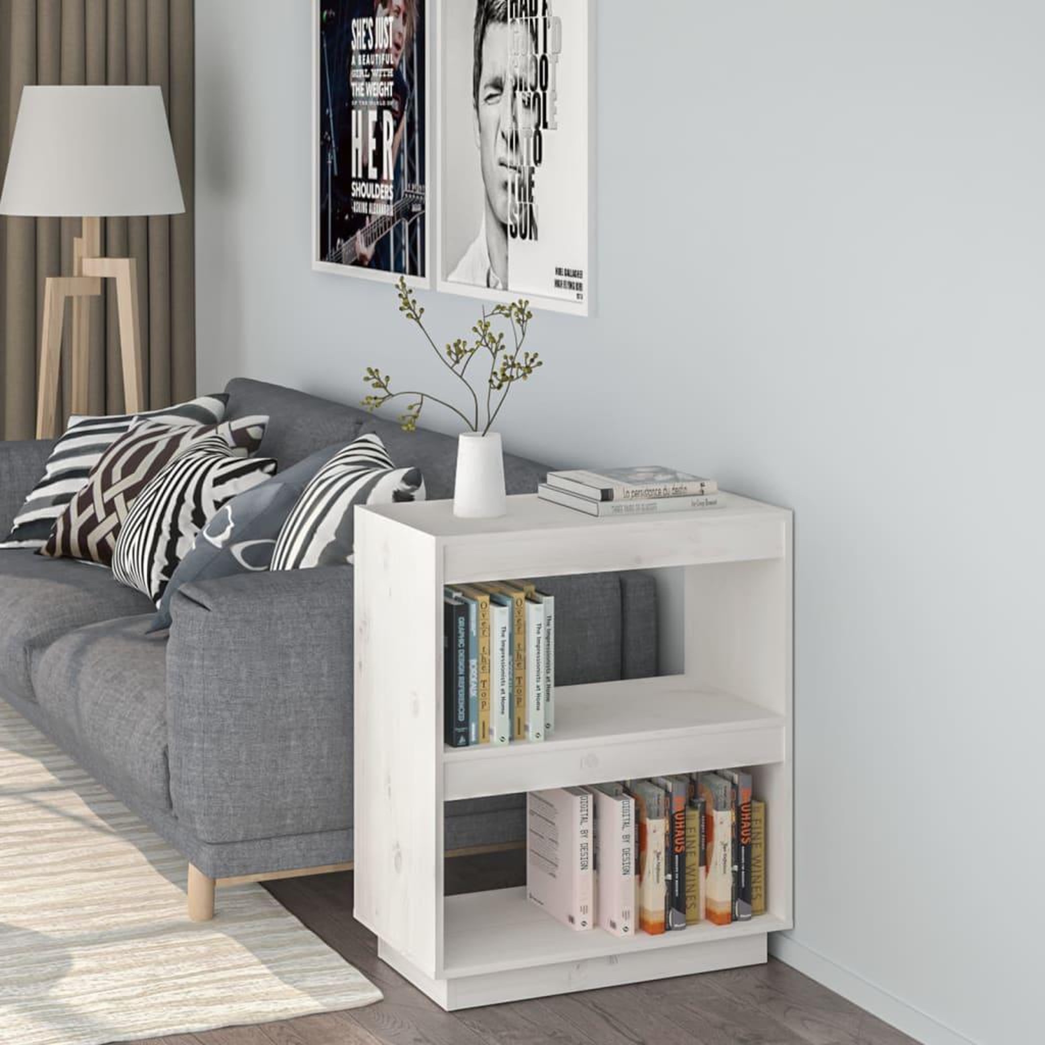 Voir la diapositive 1 : VIDAXL Bibliotheque Blanc 60x35x71 cm Bois de pin massif