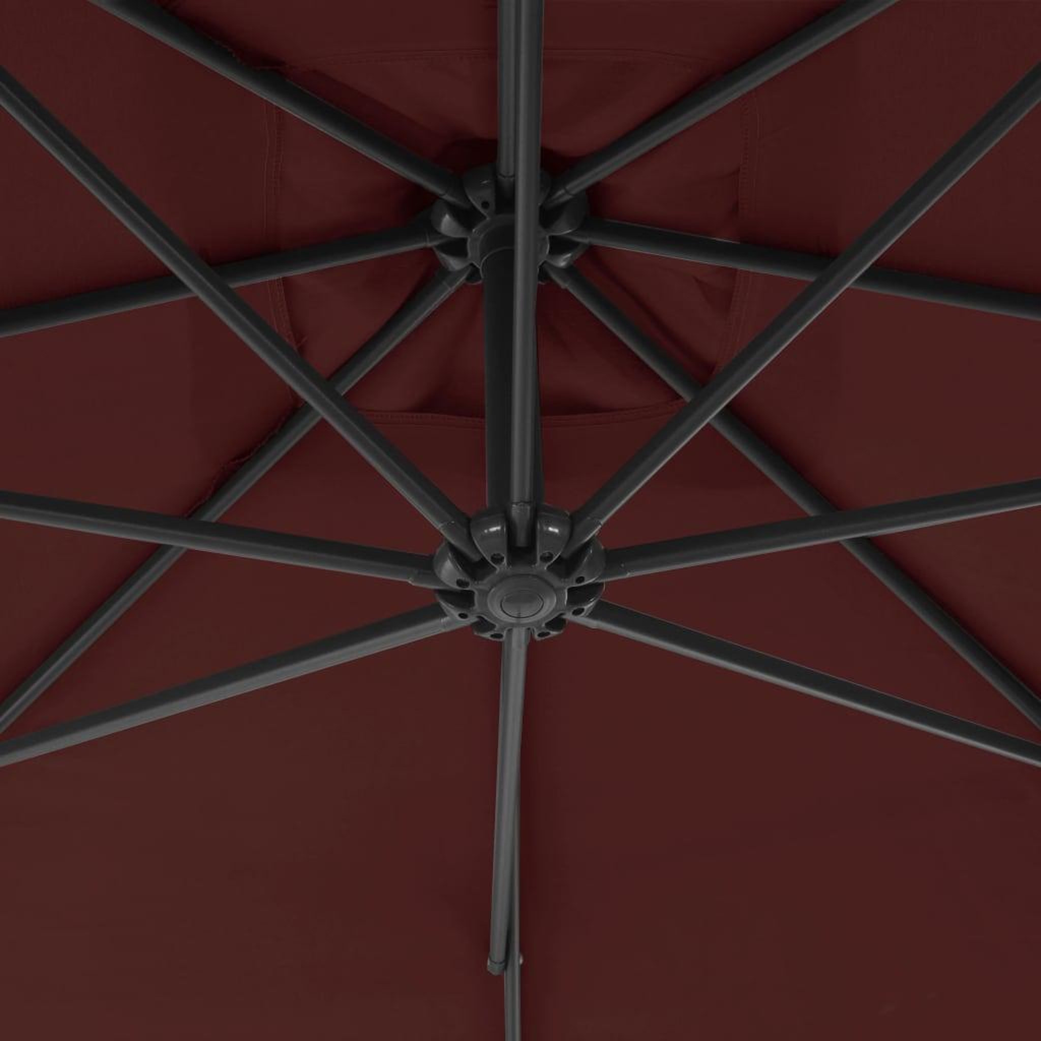 Voir la diapositive 5 : VIDAXL Parasol de jardin en porte-a-faux mat en acier rouge bordeaux