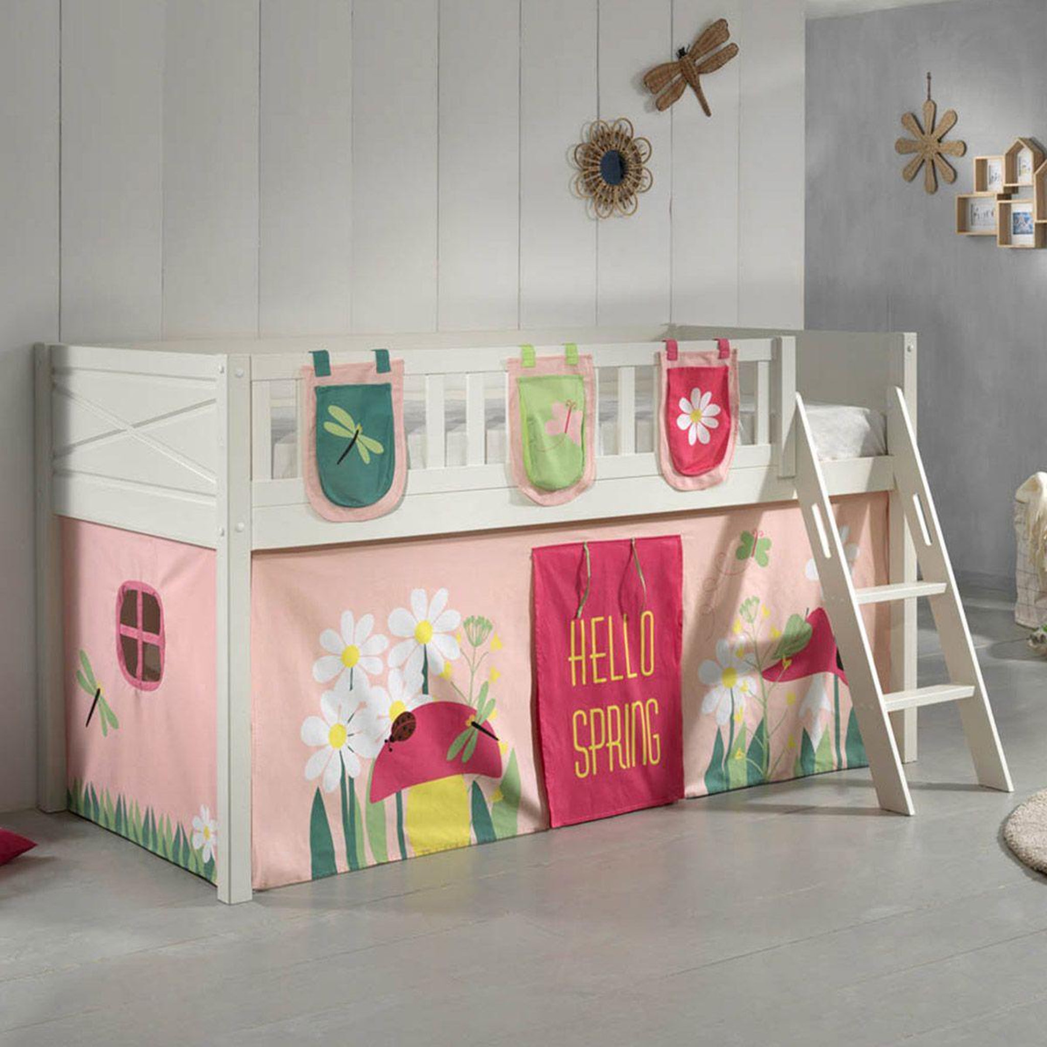 Voir la diapositive 6 : Paris Prix Lit enfant tente & 3 pochettes  scott spring  90x200cm blanc