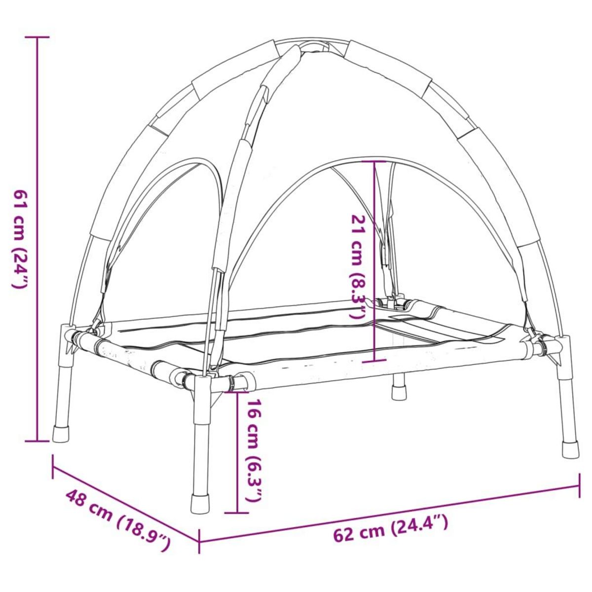 VIDAXL Lit pour chien avec auvent anthracite tissu Oxford et acier