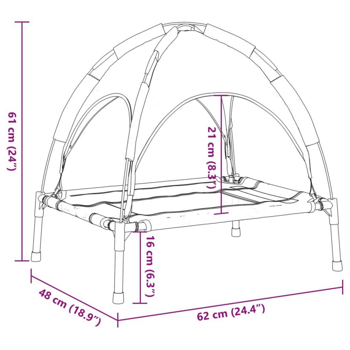 VIDAXL Lit pour chien avec auvent anthracite tissu Oxford et acier
