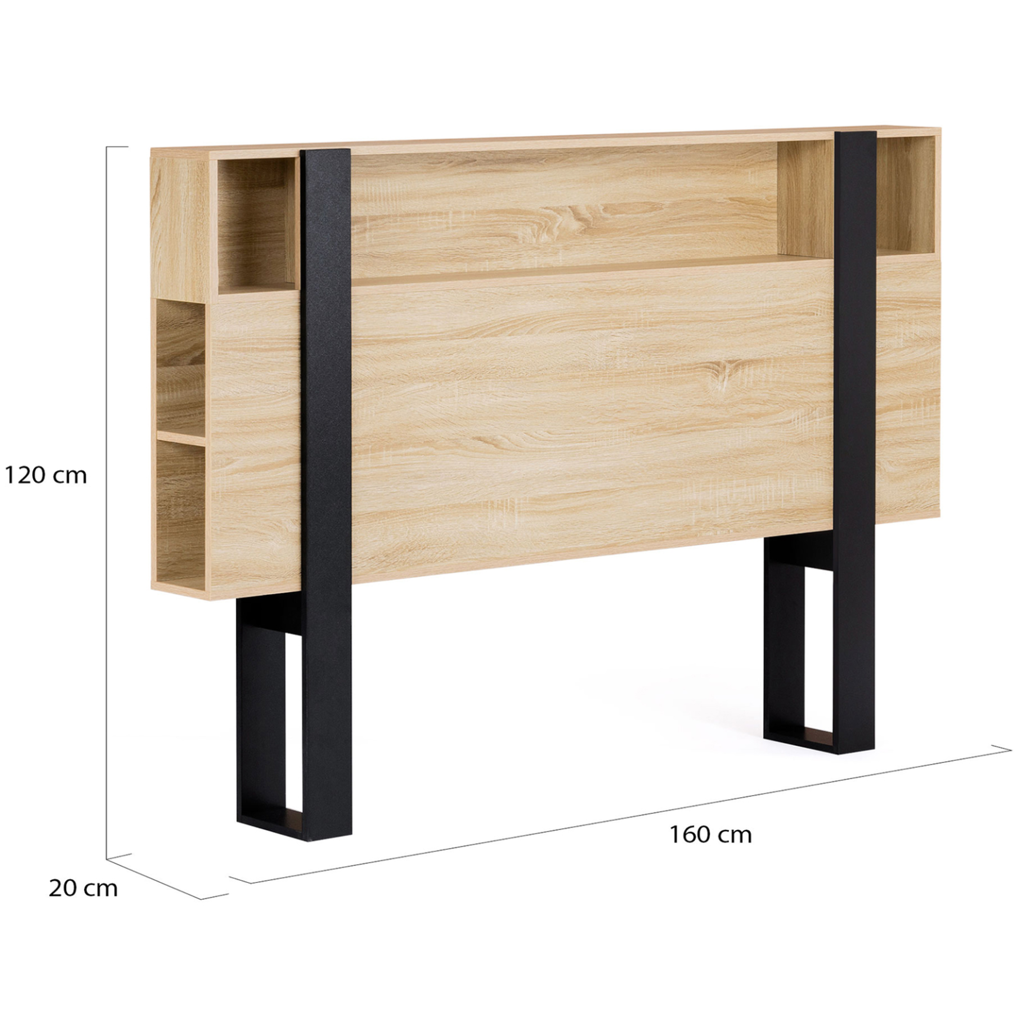 Voir la diapositive 4 : ID MARKET Tête de lit sur pied PHOENIX 160 cm avec rangements bois et noir