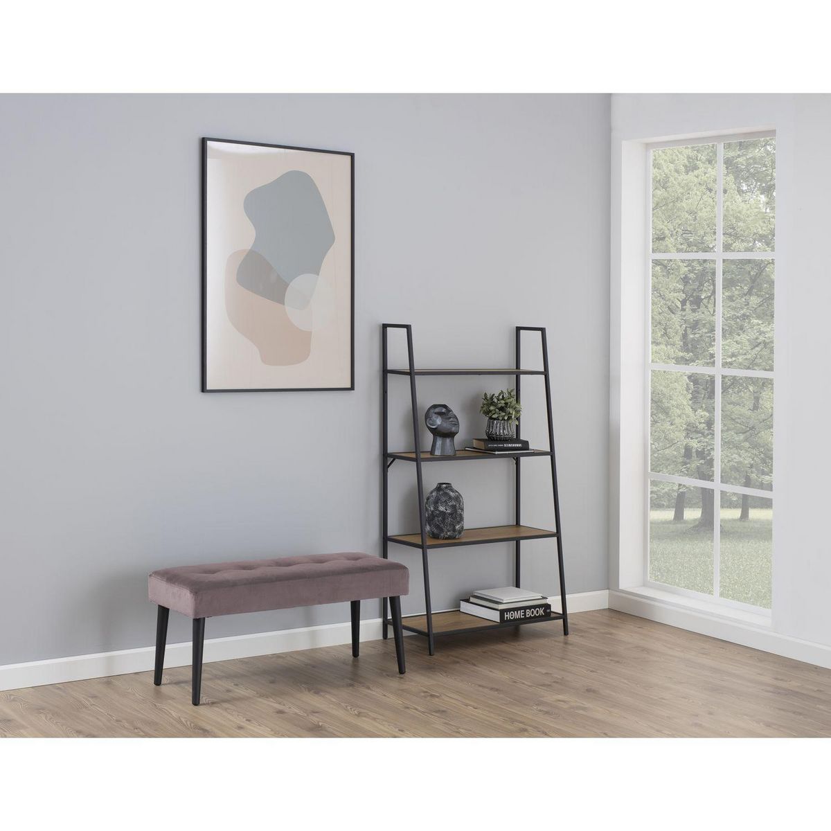 TOILINUX Banc 2 places Bella en métal et tissus effet velours