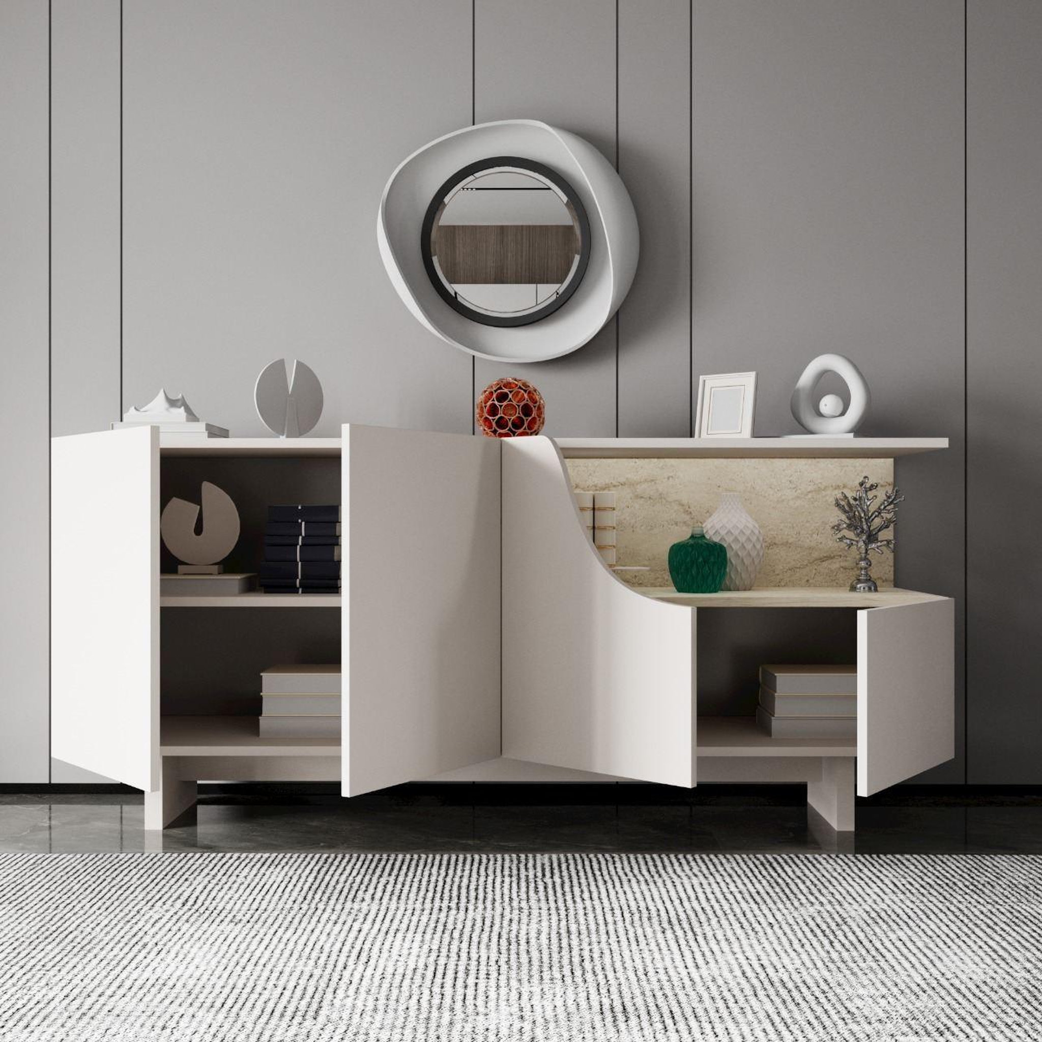 Voir la diapositive 3 : Habitat et Jardin Buffet en bois  line  - 180 x 40 x 81 cm - beige