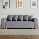 CONCEPT USINE Canapé convertible 3 places en velours côtelé gris KOLDING