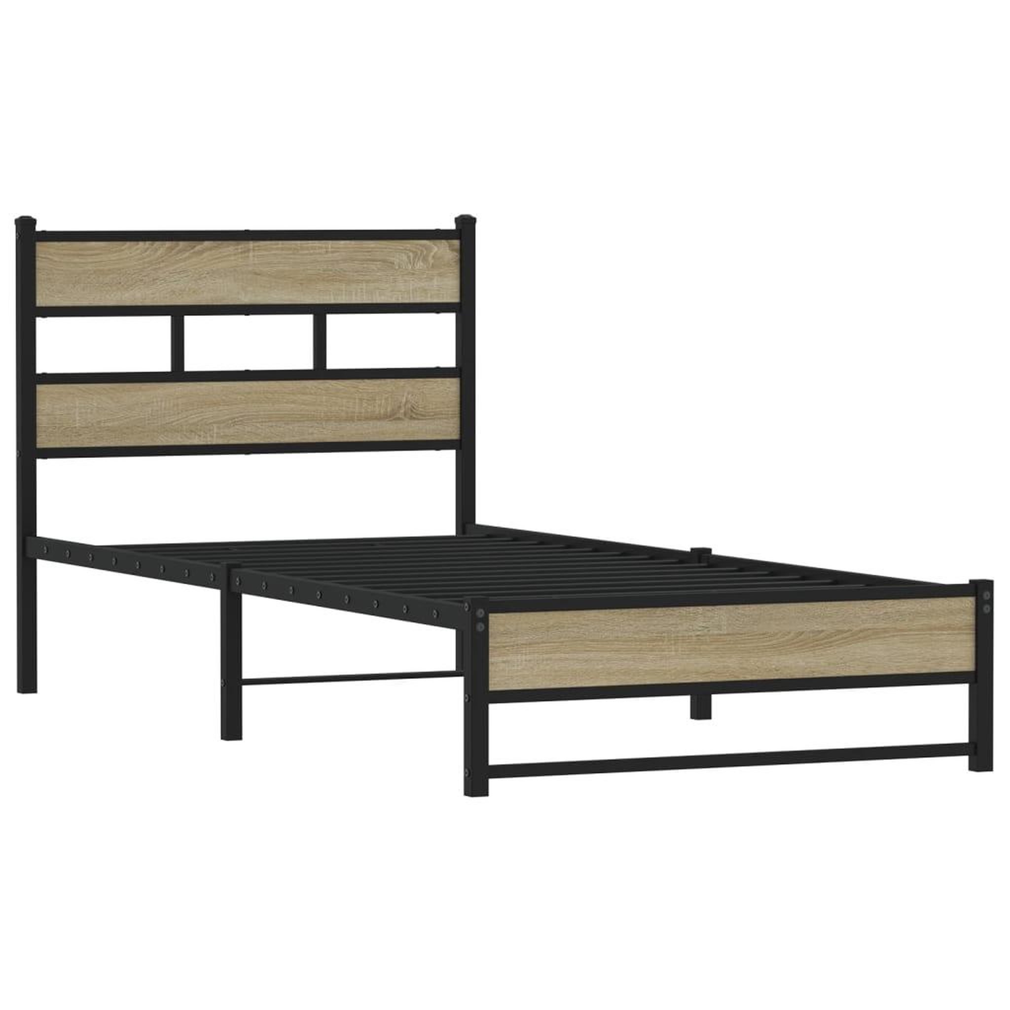 Voir la diapositive 3 : VIDAXL Cadre de lit en metal sans matelas chene sonoma 90x190 cm