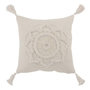 Voir la diapositive 1 : Paris Prix Coussin Déco Pompons  Bord Floches  45x45cm Blanc