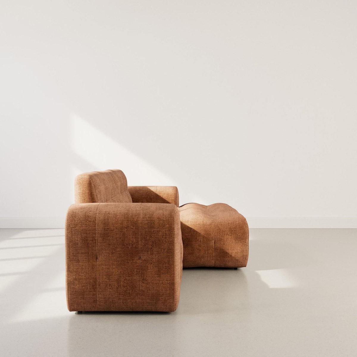 BEST MOBILIER Diane - canapé d'angle droit 4 places en velours texturé