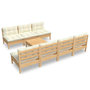 Voir la diapositive 2 : VIDAXL Salon de jardin 8 pcs avec coussins creme Bois de pin