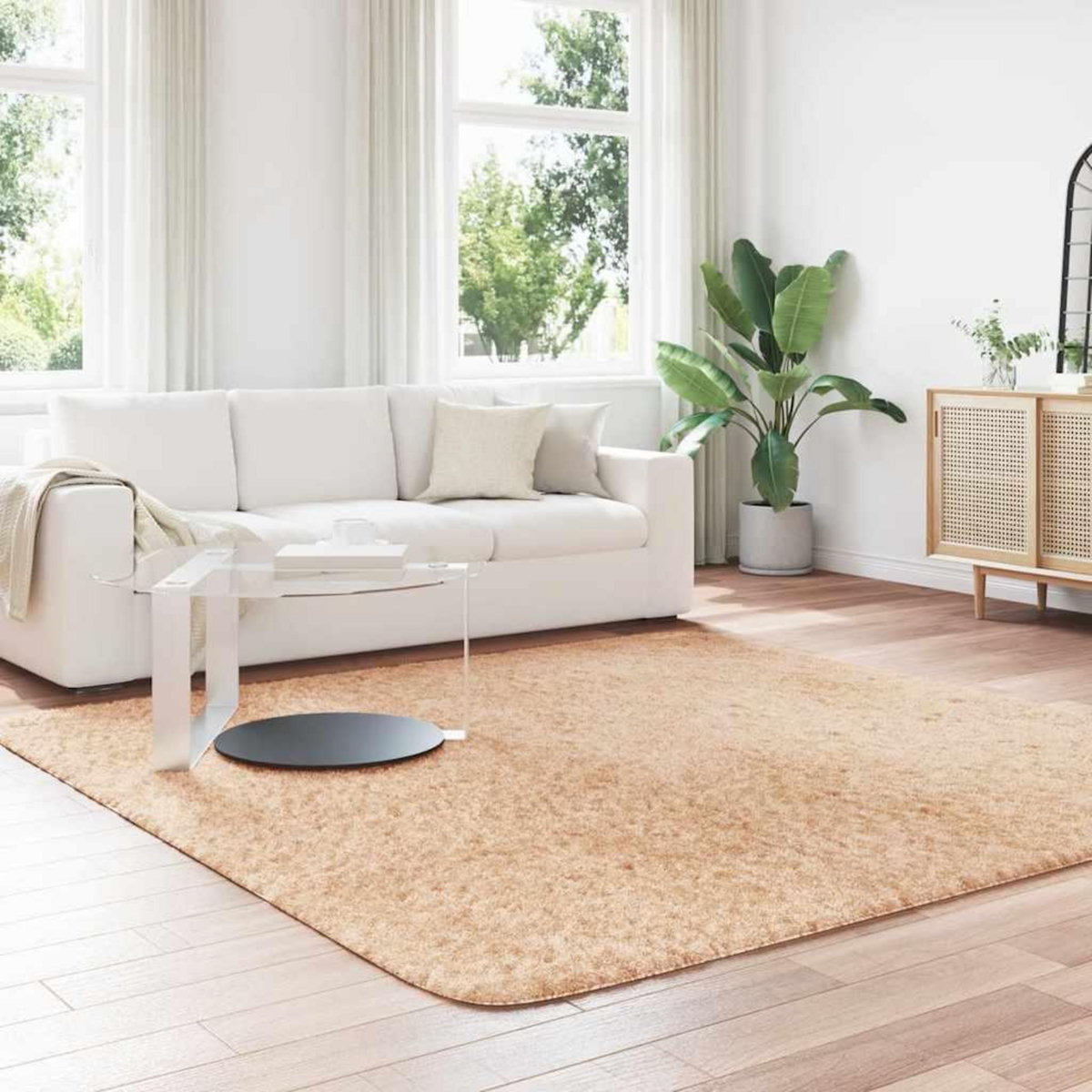 VIDAXL Tapis shaggy a poils longs NAVARRA beige 240x240 cm polyester