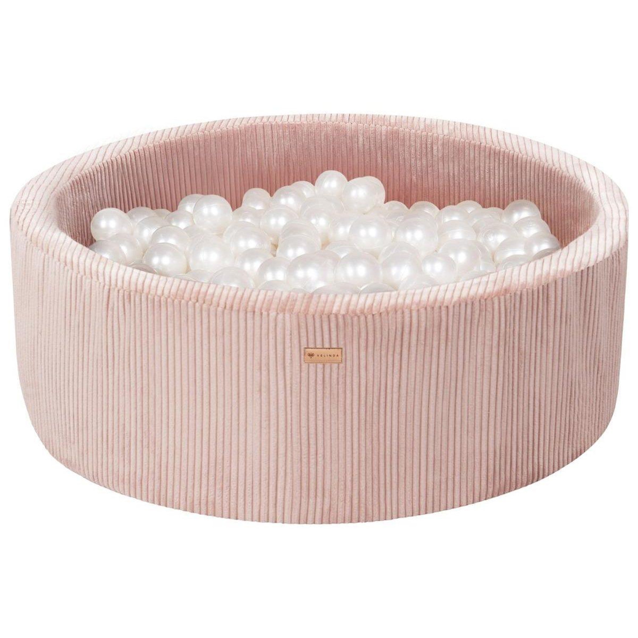 VELINDA Piscine à balles en velours côtelé avec 300 balles, diamètre env. 90 cm — rose clair