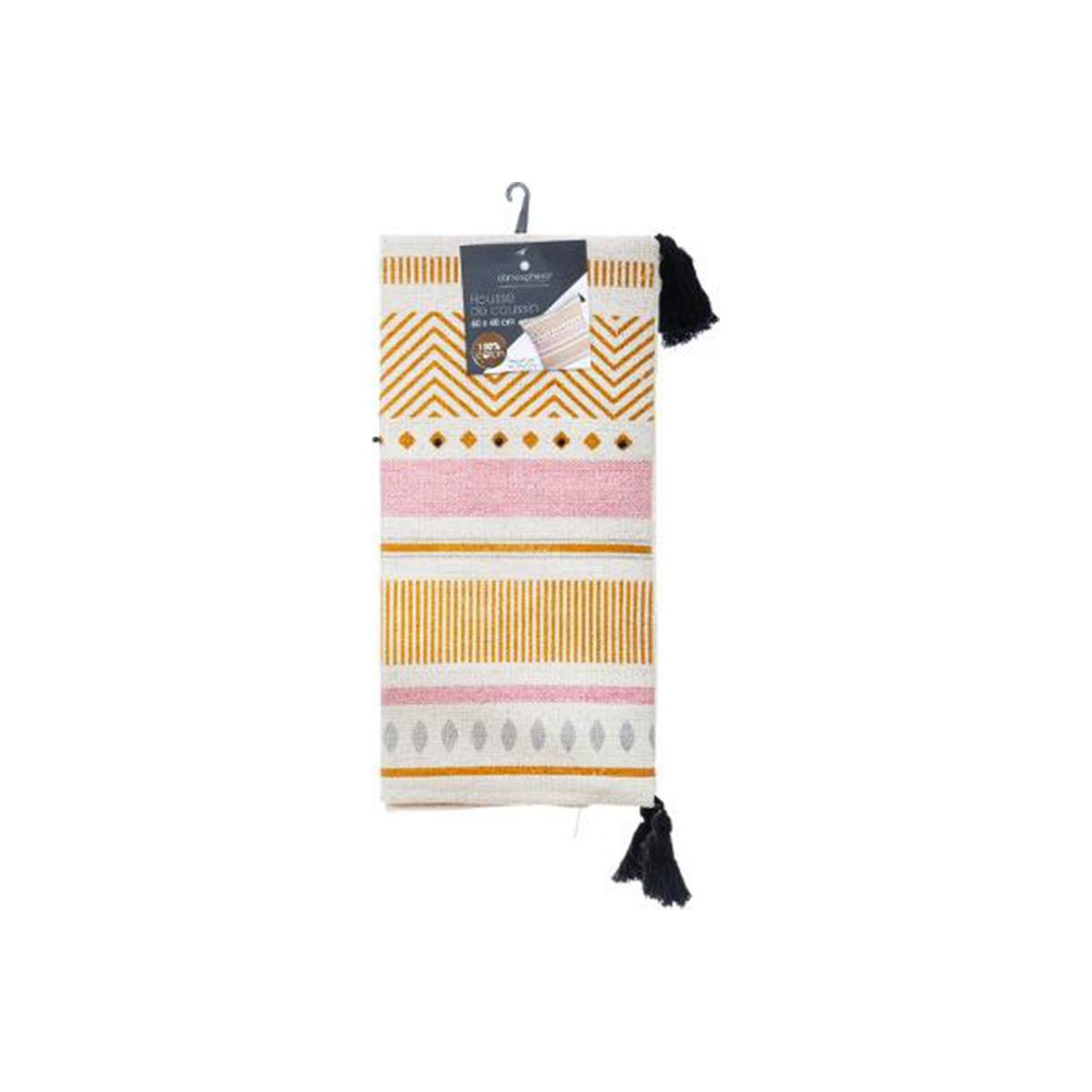 Voir la diapositive 5 : ATMOSPHERA Housse de coussin  rayure perle  40x40cm multicolore