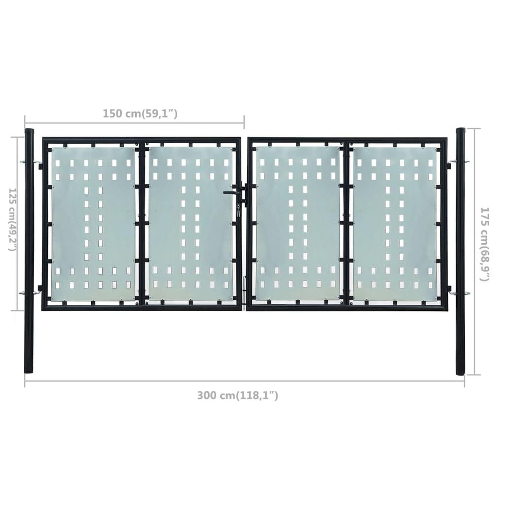 Voir la diapositive 5 : VIDAXL Portail simple de cloture Noir 300x175 cm