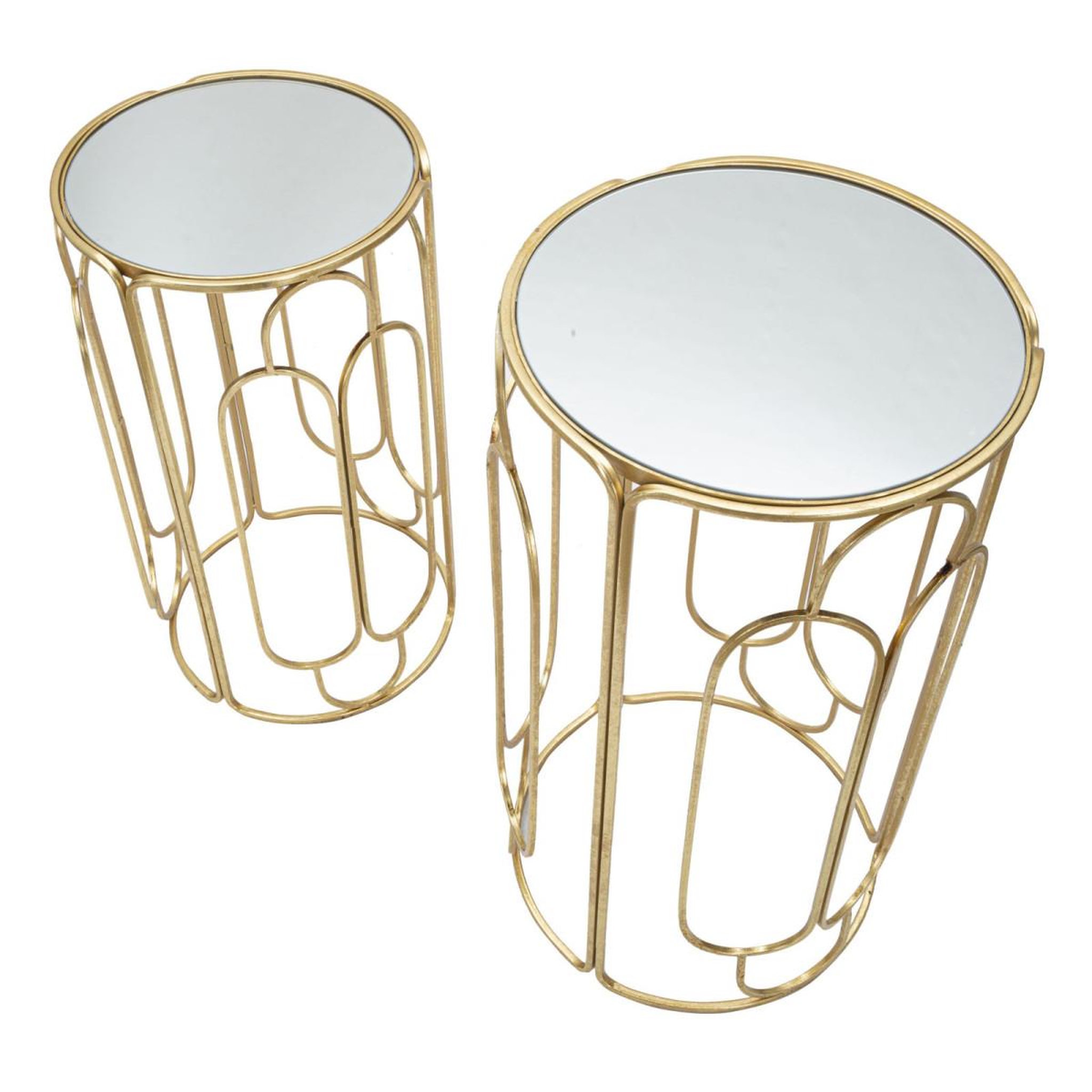 Voir la diapositive 6 : Paris Prix Lot de 2 tables d'appoint gigogne ronde  arty  70cm or