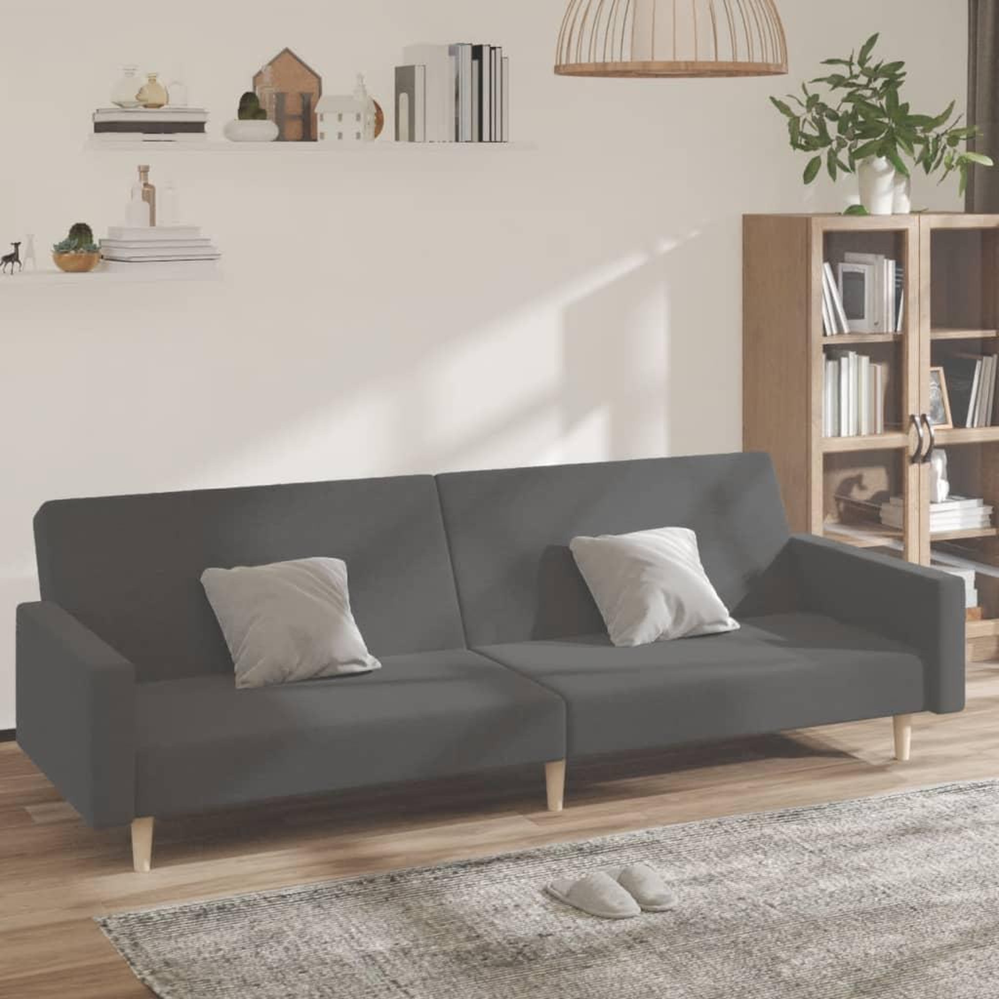 VIDAXL Canape-lit a 2 places gris clair tissu