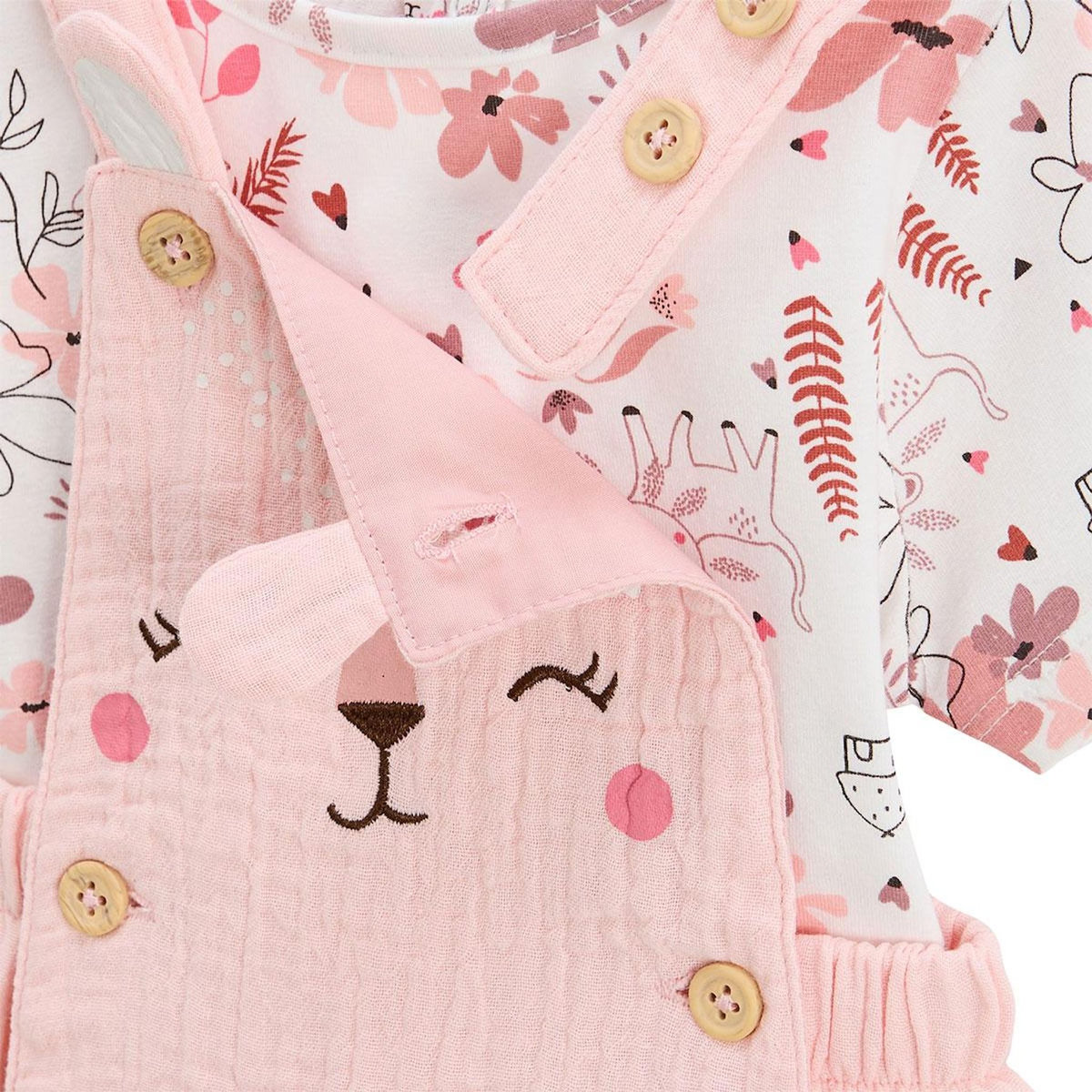 Petit Béguin Ensemble salopette bébé en gaze de coton et t-shirt Petit Safari