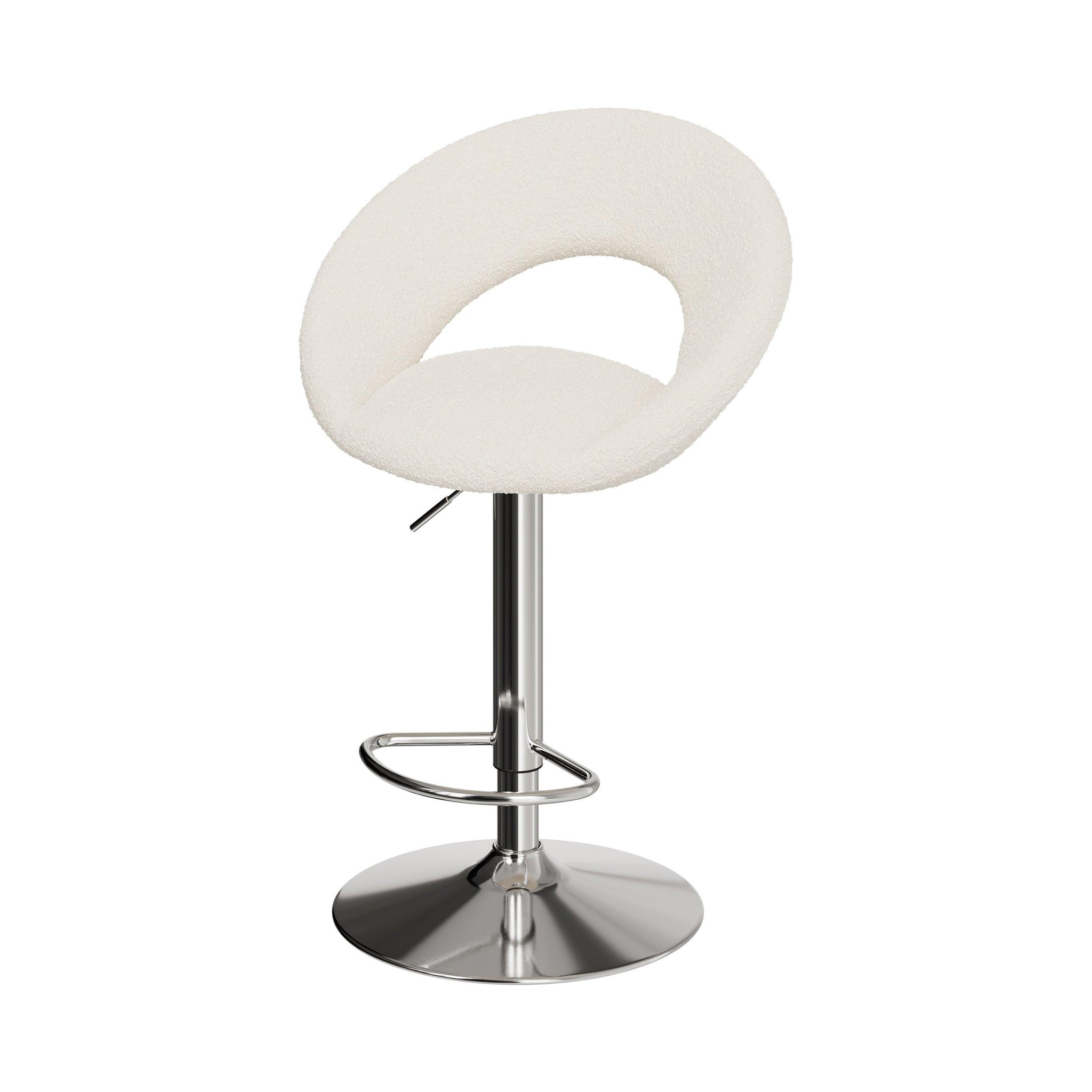 Voir la diapositive 2 : MAISON PAVANE Lot de 2 chaises de bar en tissu bouclé crème 61/76,5 cm-cloclo