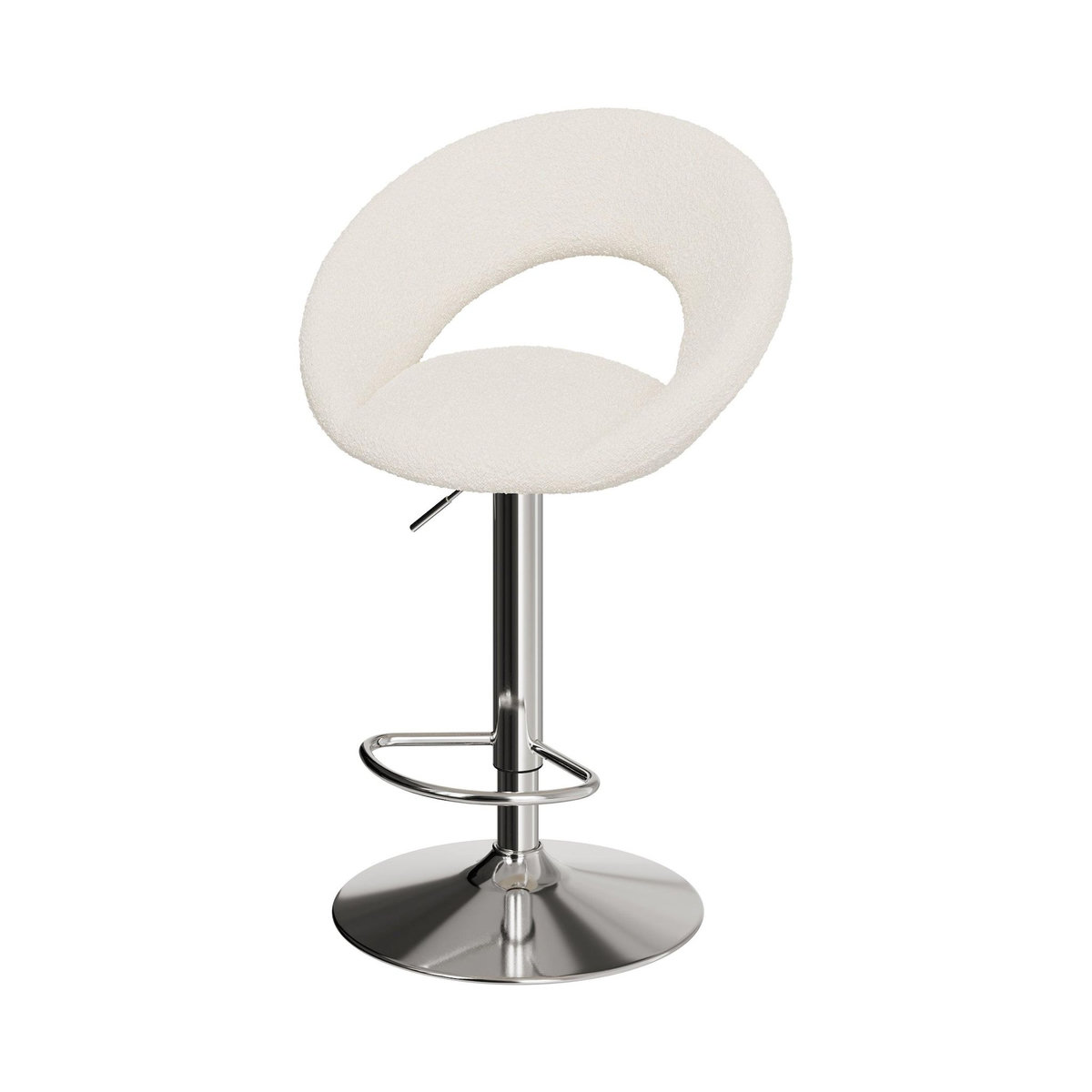 Rendez vous déco Lot de 2 chaises de bar en tissu bouclé crème 61/76,5 cm-Cloclo
