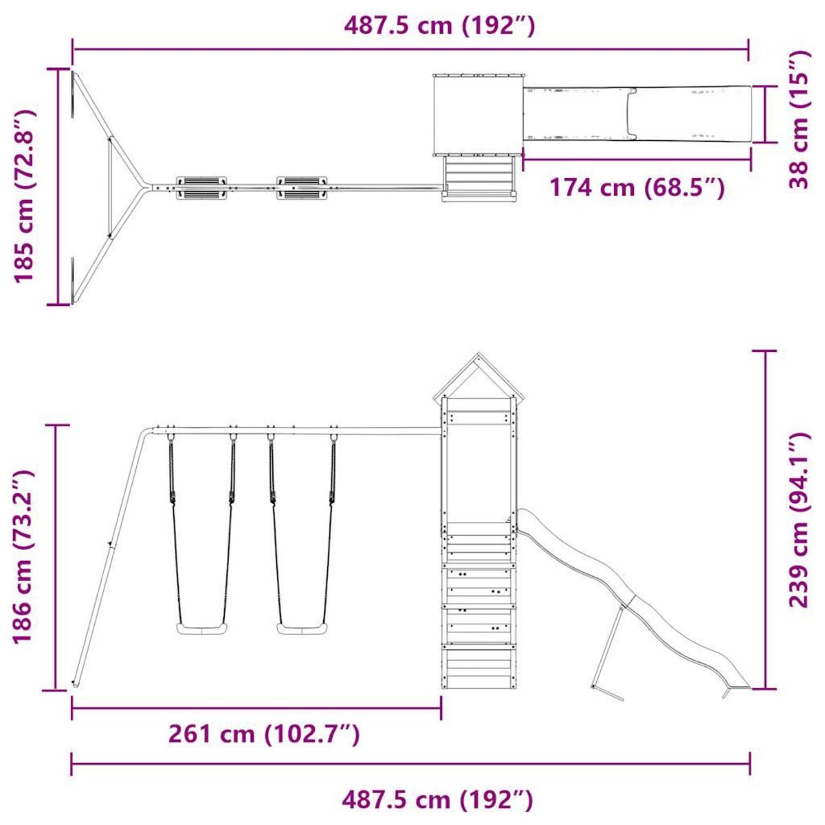 VIDAXL Aire de jeux d'exterieur bois de pin massif