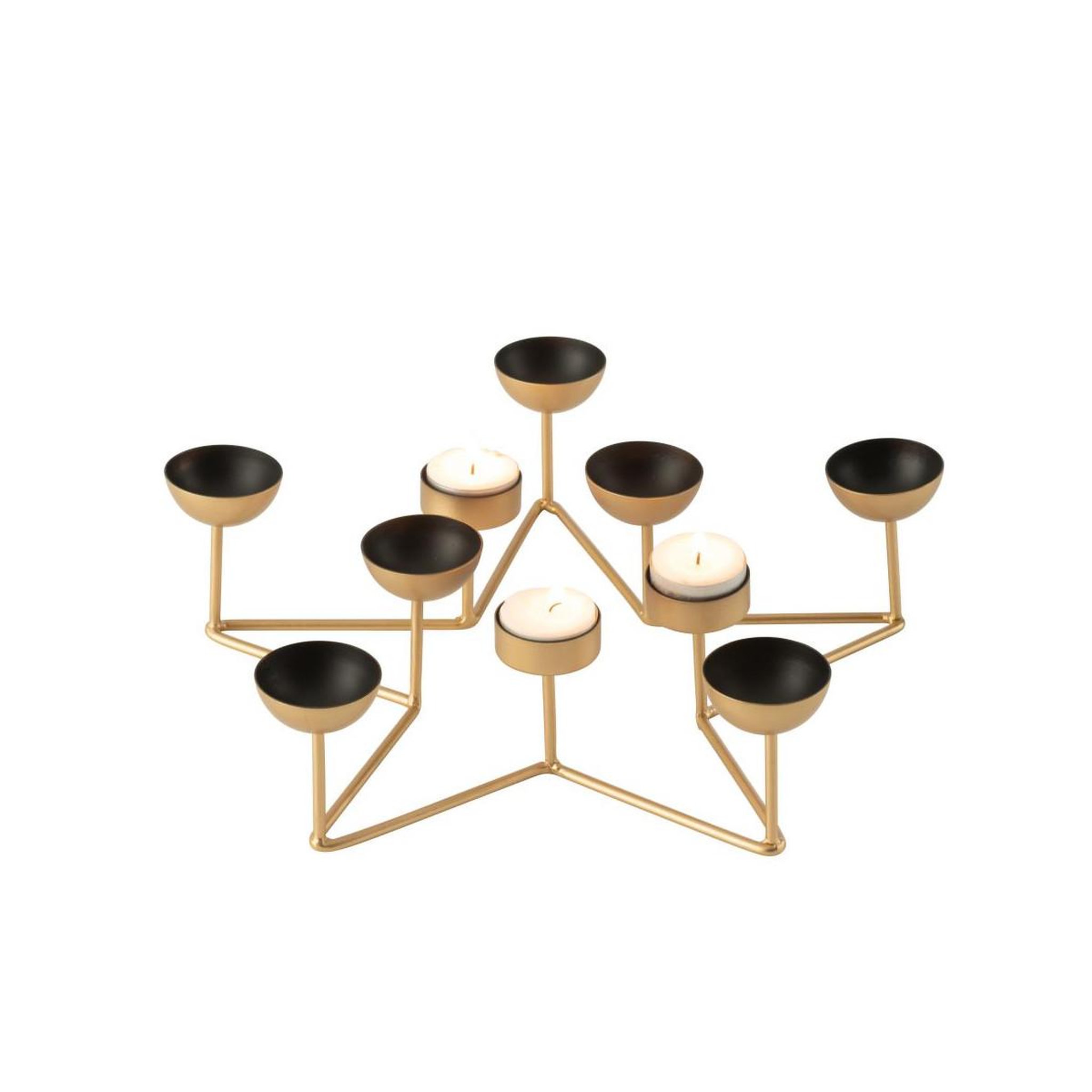 Voir la diapositive 2 : J-LINE Bougeoir design en métal  étoile  35cm noir & or