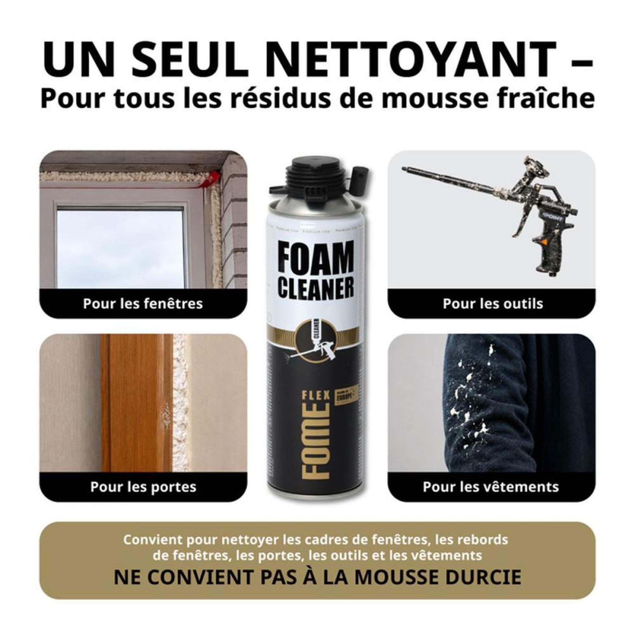 Voir la diapositive 3 : Nettoyant mousse polyuréthane en aérosol pour résidus de mousse non polymérisée 500 ml