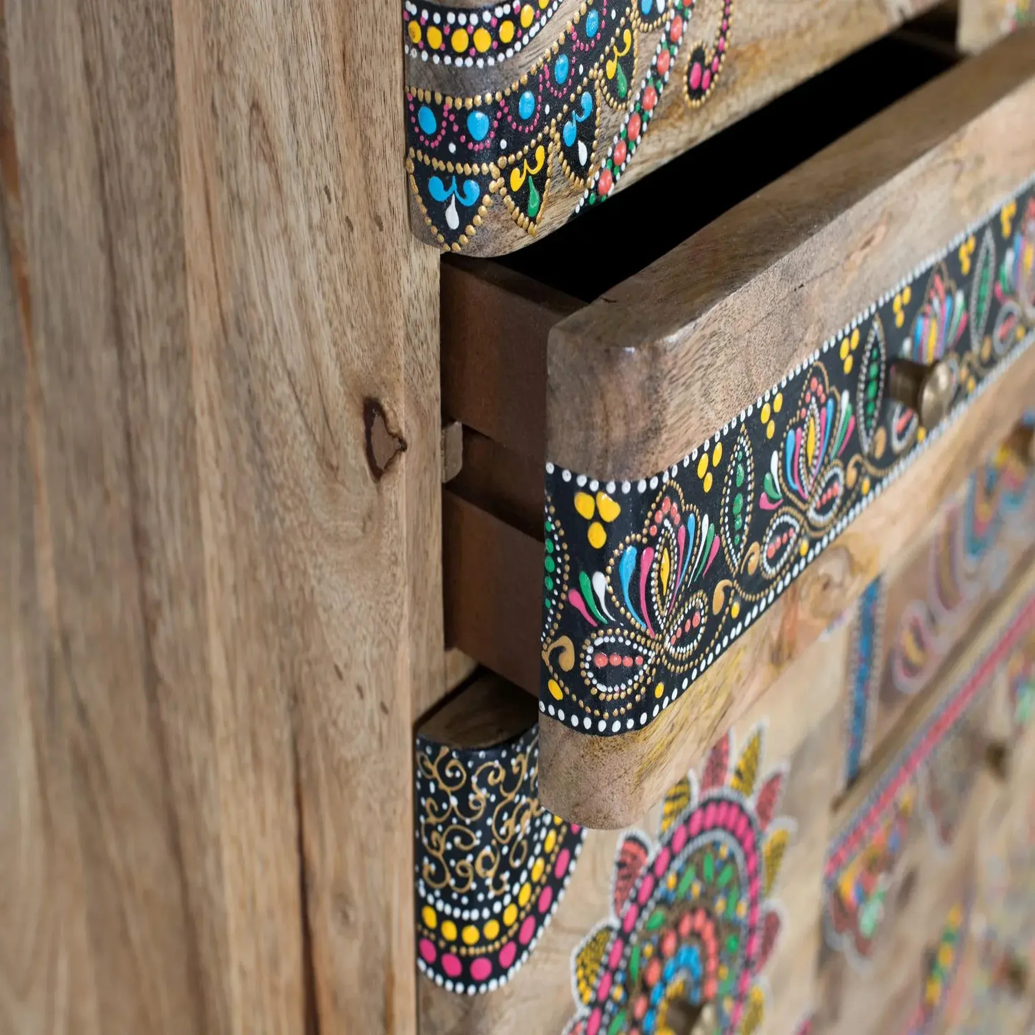 Voir la diapositive 4 : GINER Y COLOMER SL Chiffonnier en bois de manguier 60 cm style boho ethnique