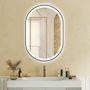 Voir la diapositive 2 : HOMCOM Miroir salle de bain LED design ovale 50 x 70 cm anti-buée dimmable tactile réglable verre trempé alu noir