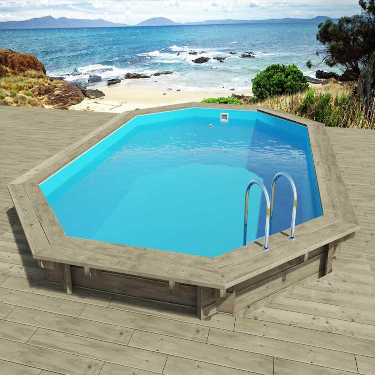 Habitat et Jardin Piscine bois  Florida 145   - 6.57 x 4.57 x 1.45 m